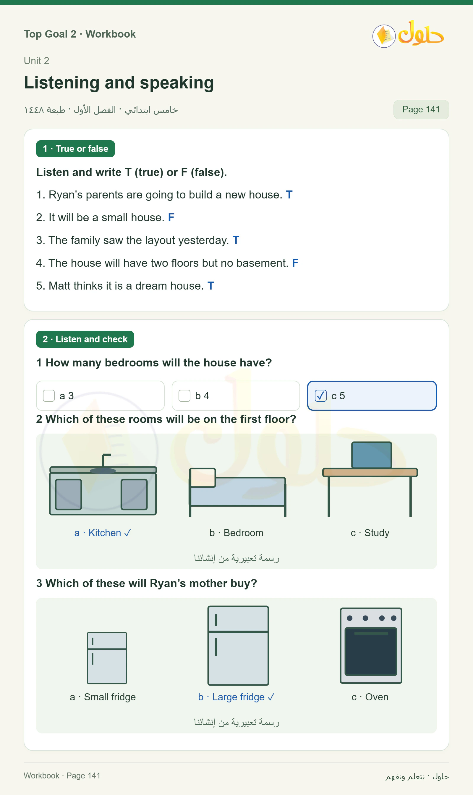 حل اللغة الإنجليزية للصف الخامس الابتدائي صفحة ١٤١ الجزء ١