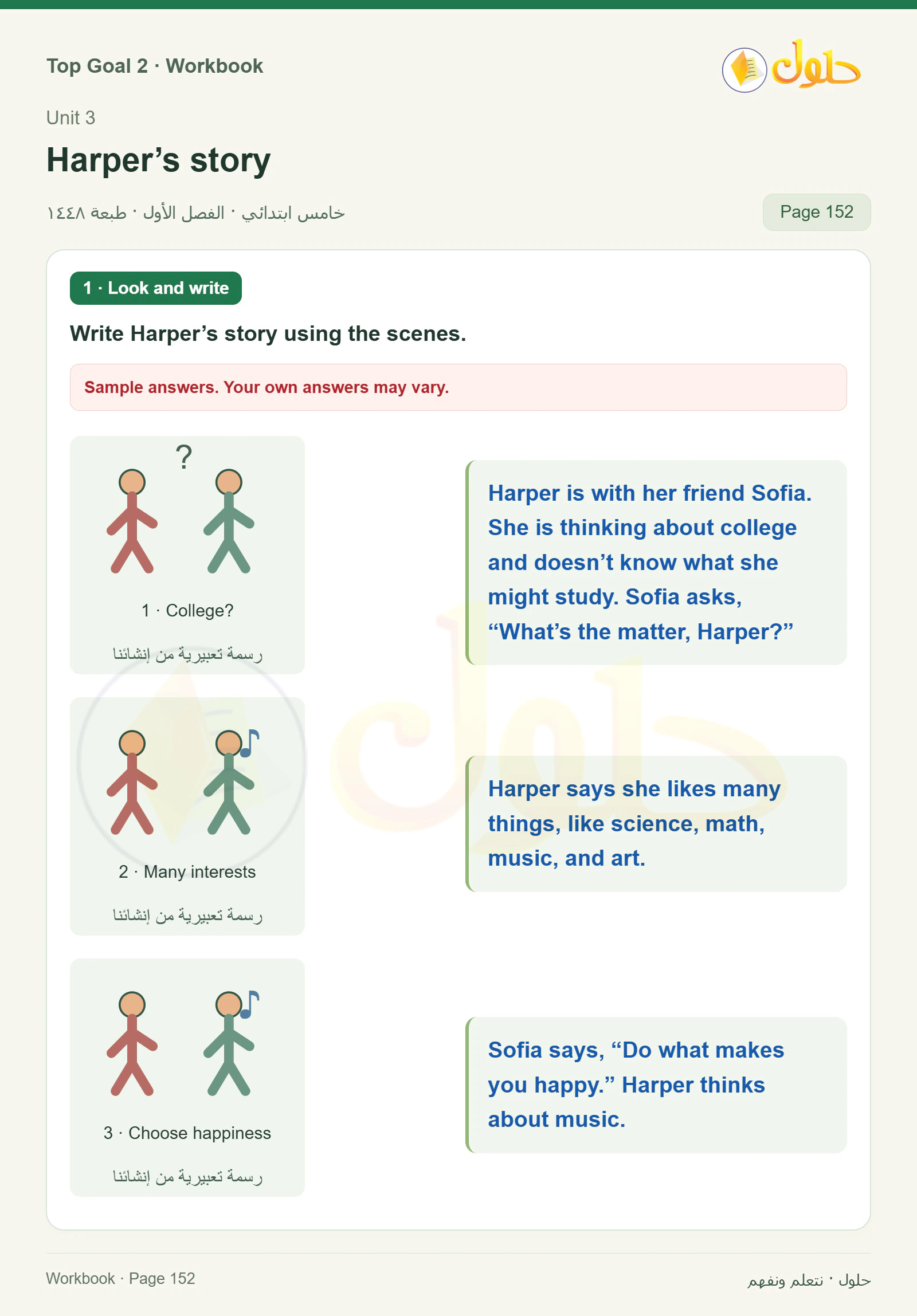 حل اللغة الإنجليزية للصف الخامس الابتدائي صفحة ١٥٢ الجزء ١