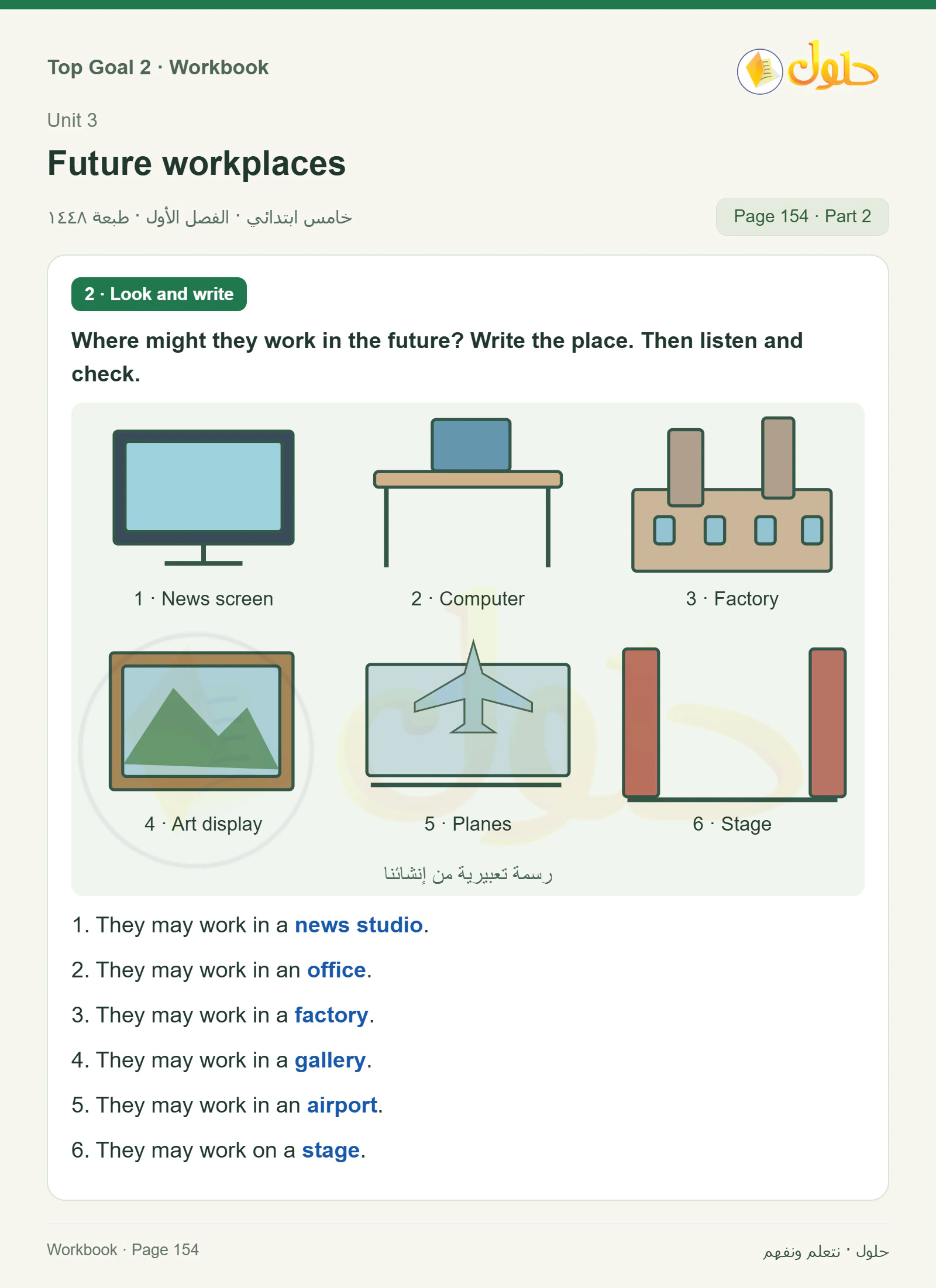 حل اللغة الإنجليزية للصف الخامس الابتدائي صفحة ١٥٤ الجزء ٢