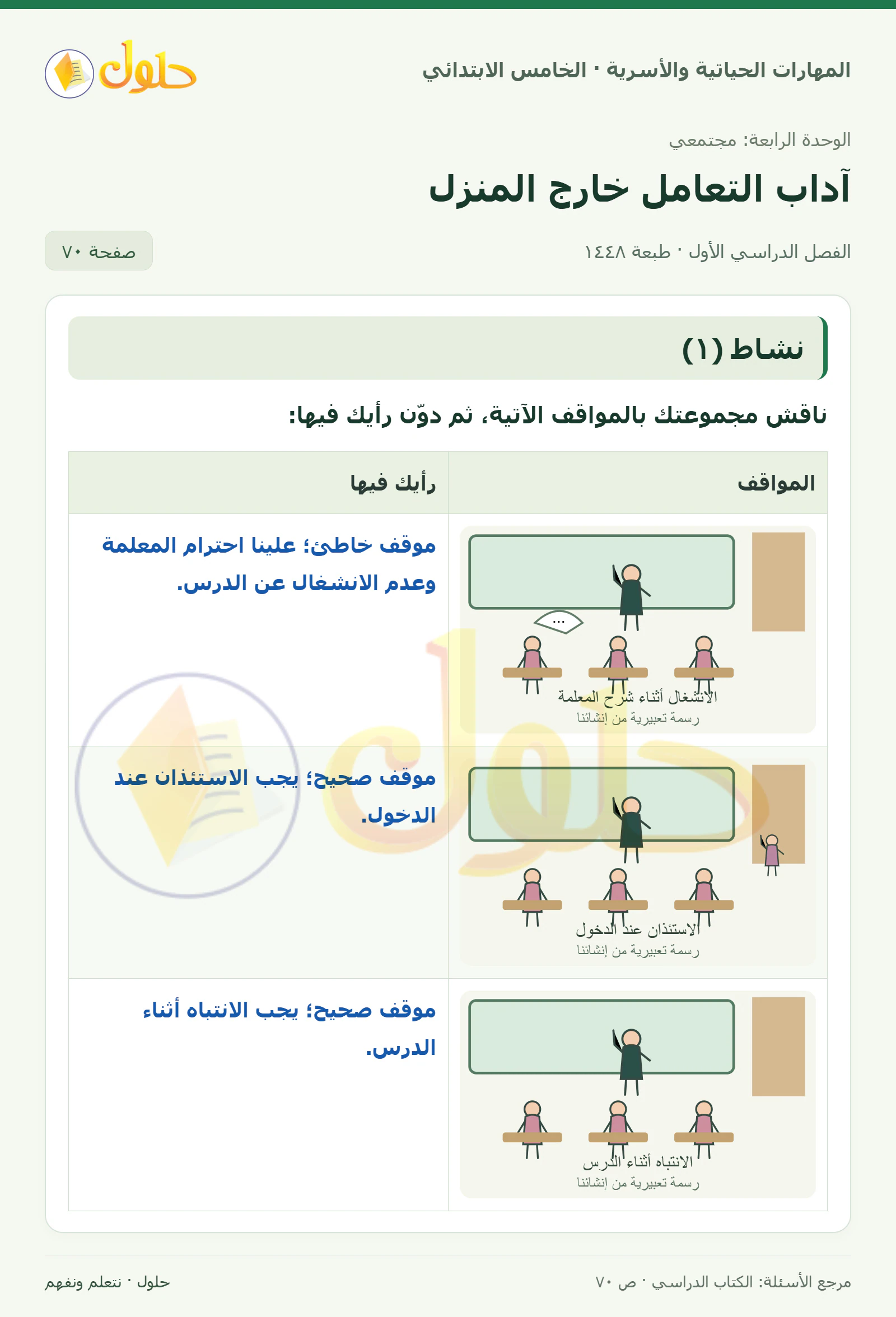 نشاط (١) صفحة ٧٠