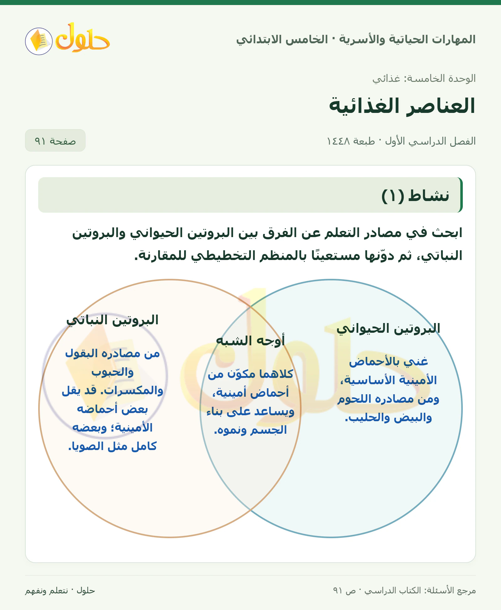 نشاط (١) صفحة ٩١