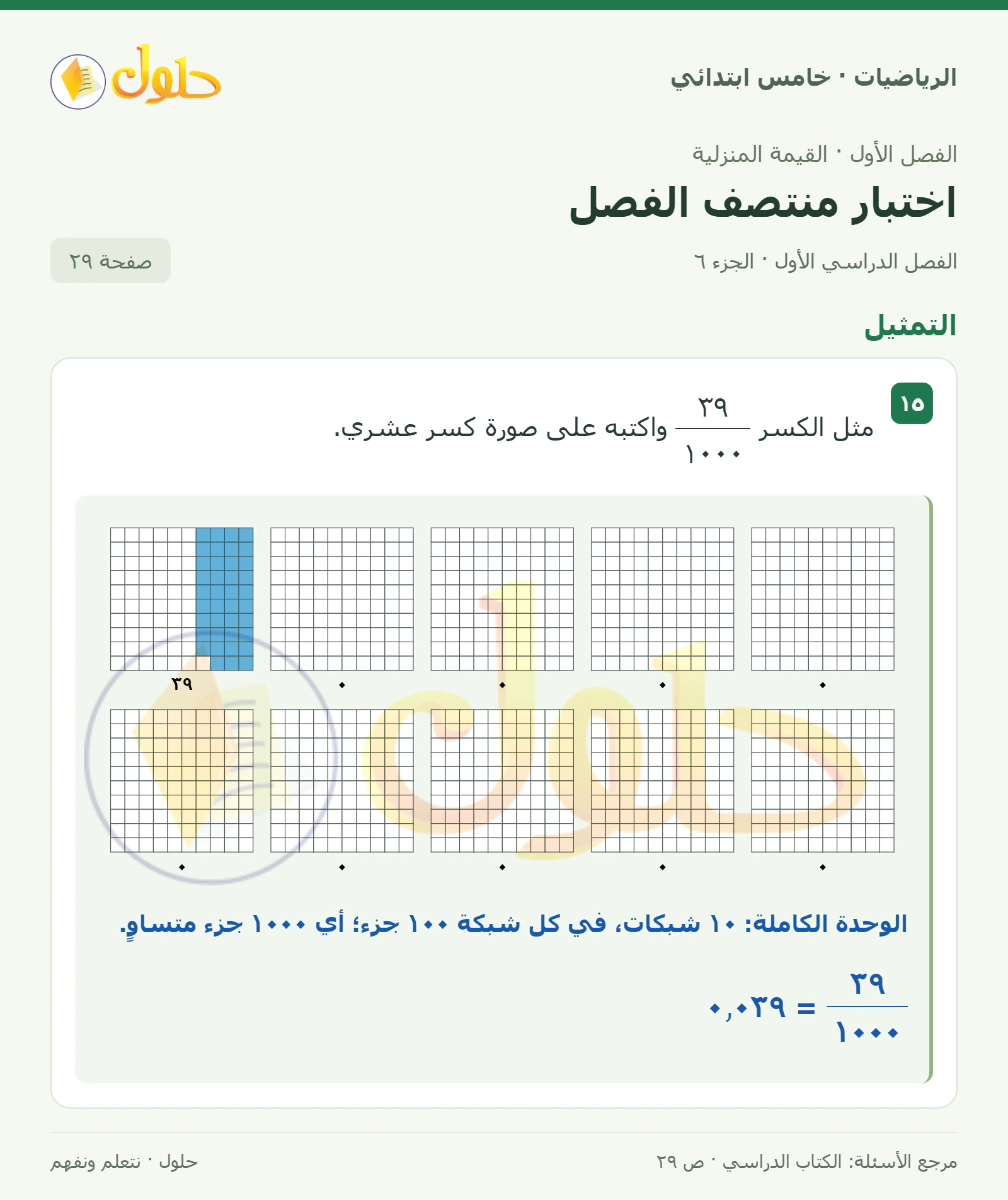 حل رياضيات الصف الخامس الابتدائي صفحة 29 الجزء 6
