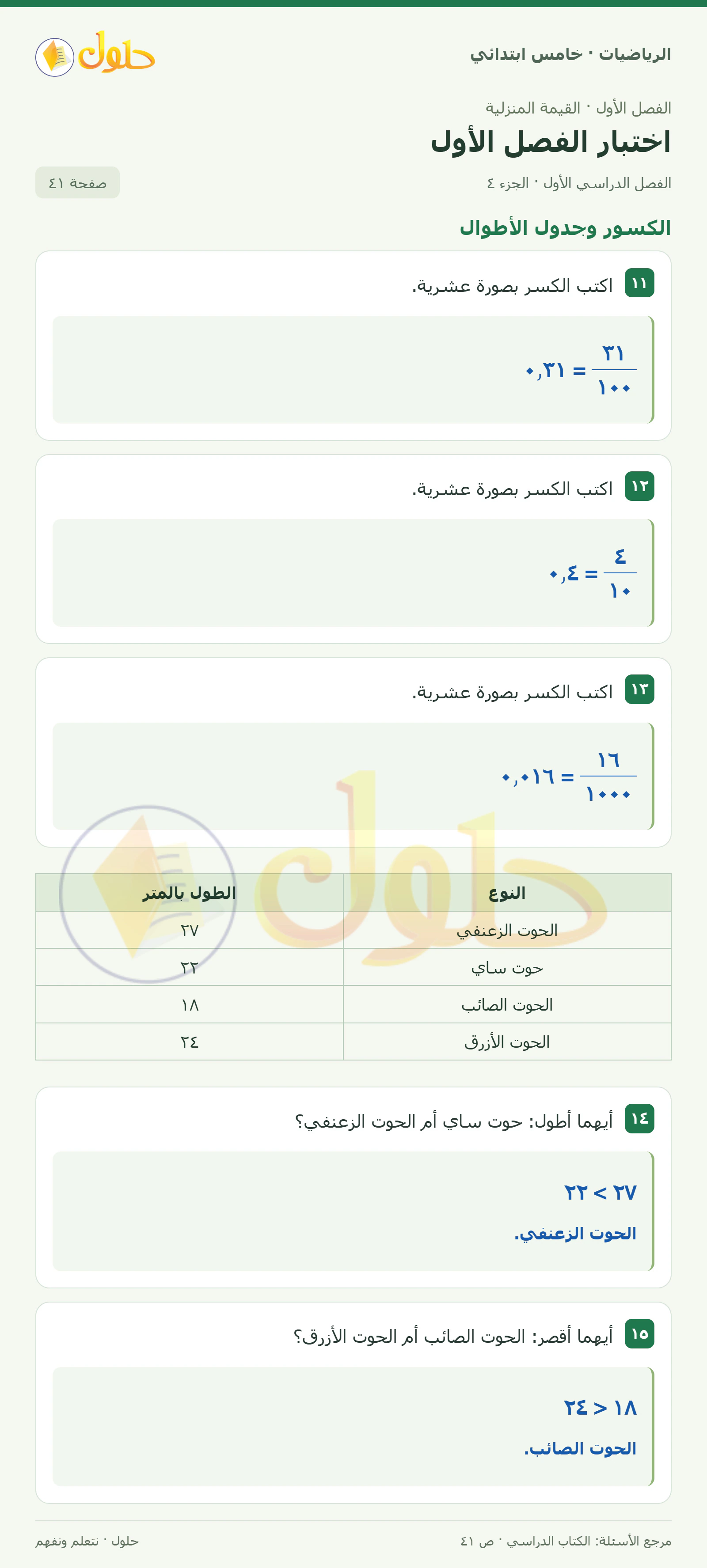 حل رياضيات الصف الخامس الابتدائي صفحة 41 الجزء 4