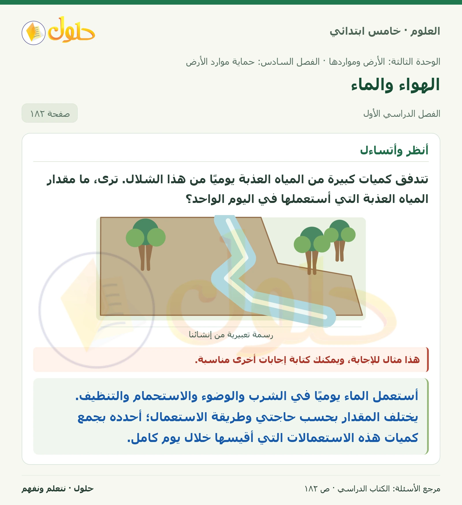 بطاقة العلوم للصف الخامس الابتدائي صفحة 182 الجزء 1