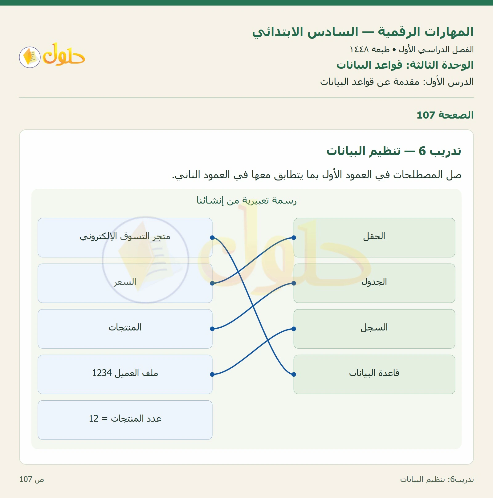 تنظيم البيانات صفحة ١٠٧