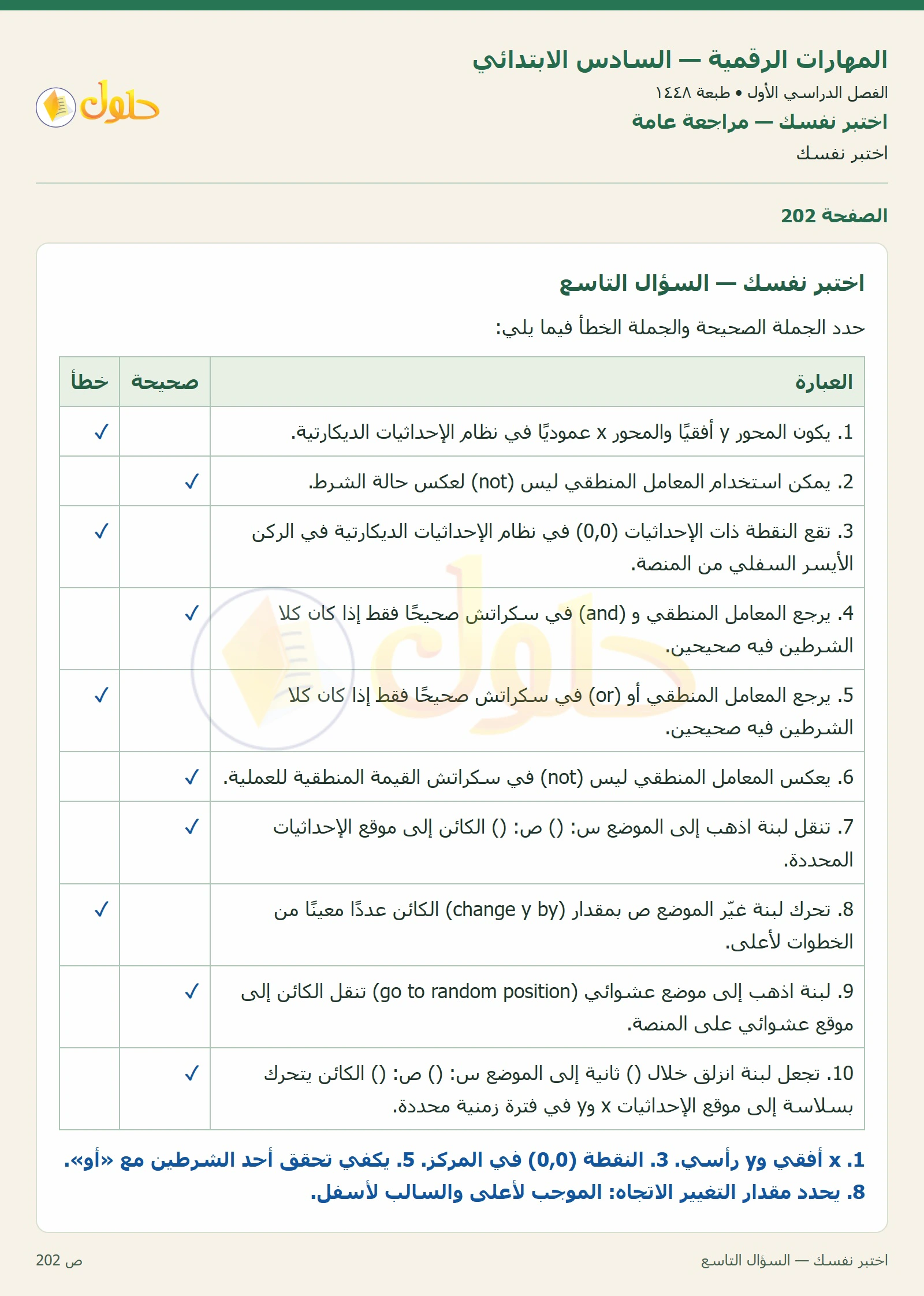 اختبر نفسك صفحة ٢٠٢
