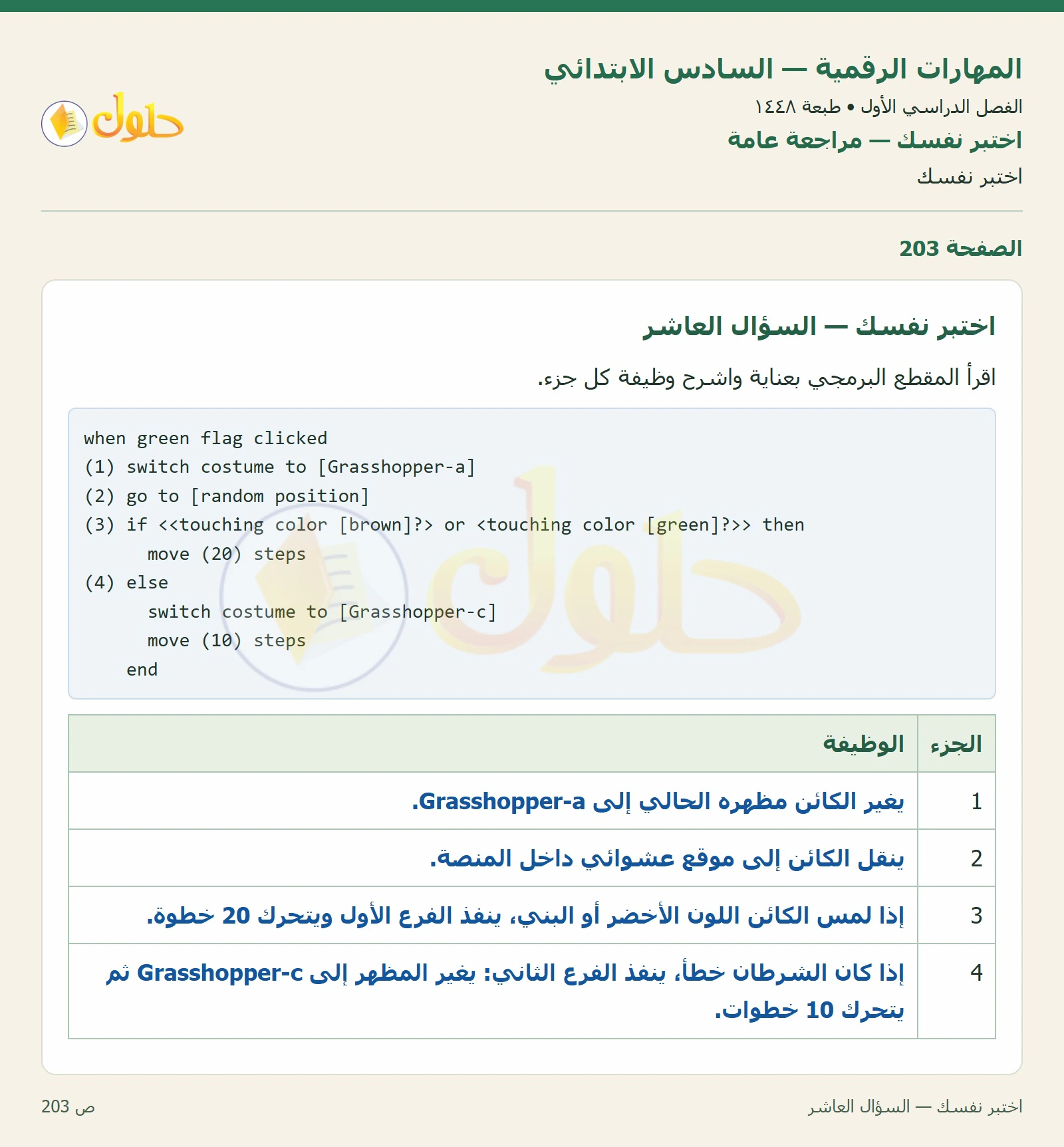 اختبر نفسك صفحة ٢٠٣
