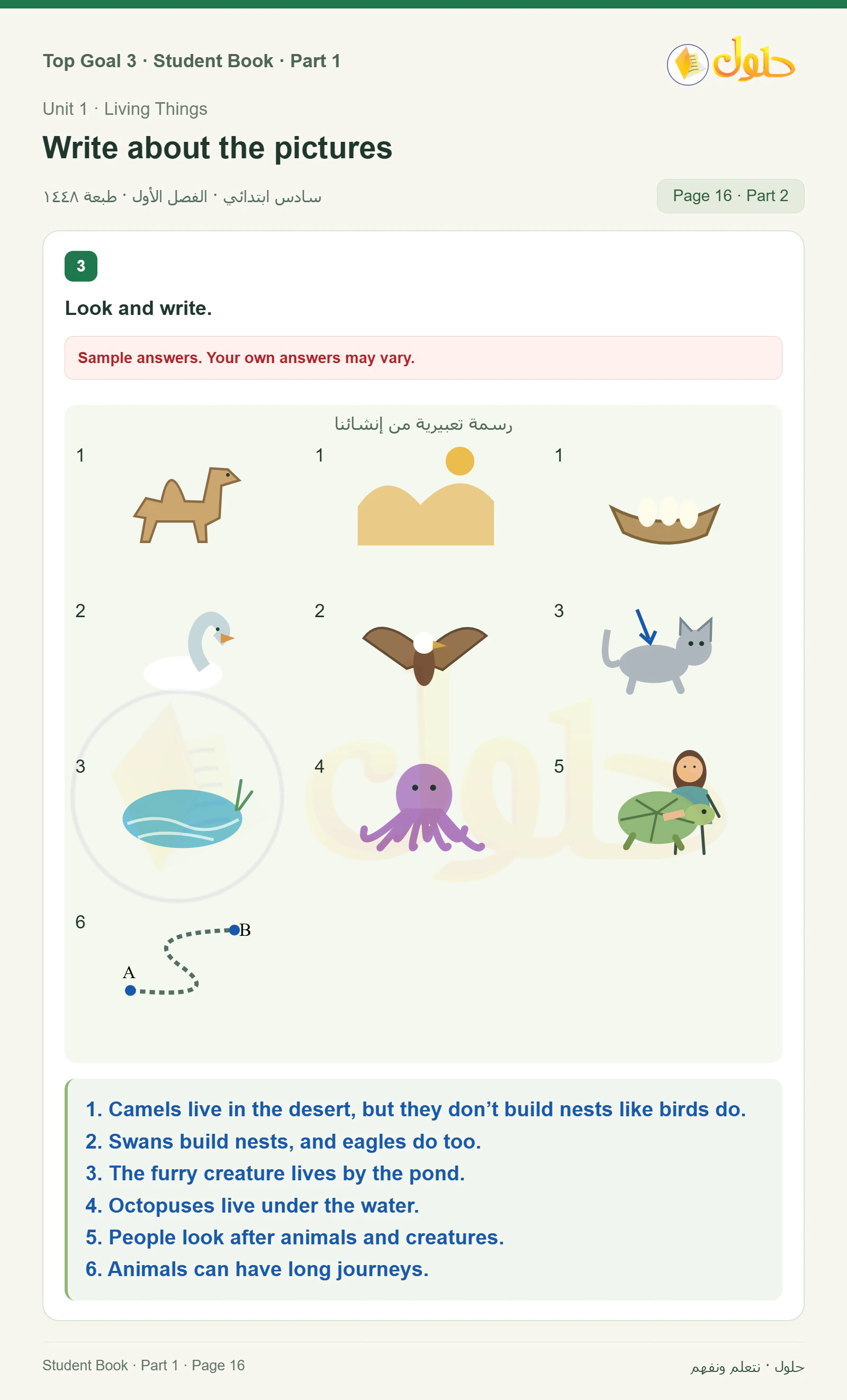 حل اللغة الإنجليزية للصف السادس الابتدائي صفحة ١٦ — الجزء ٢