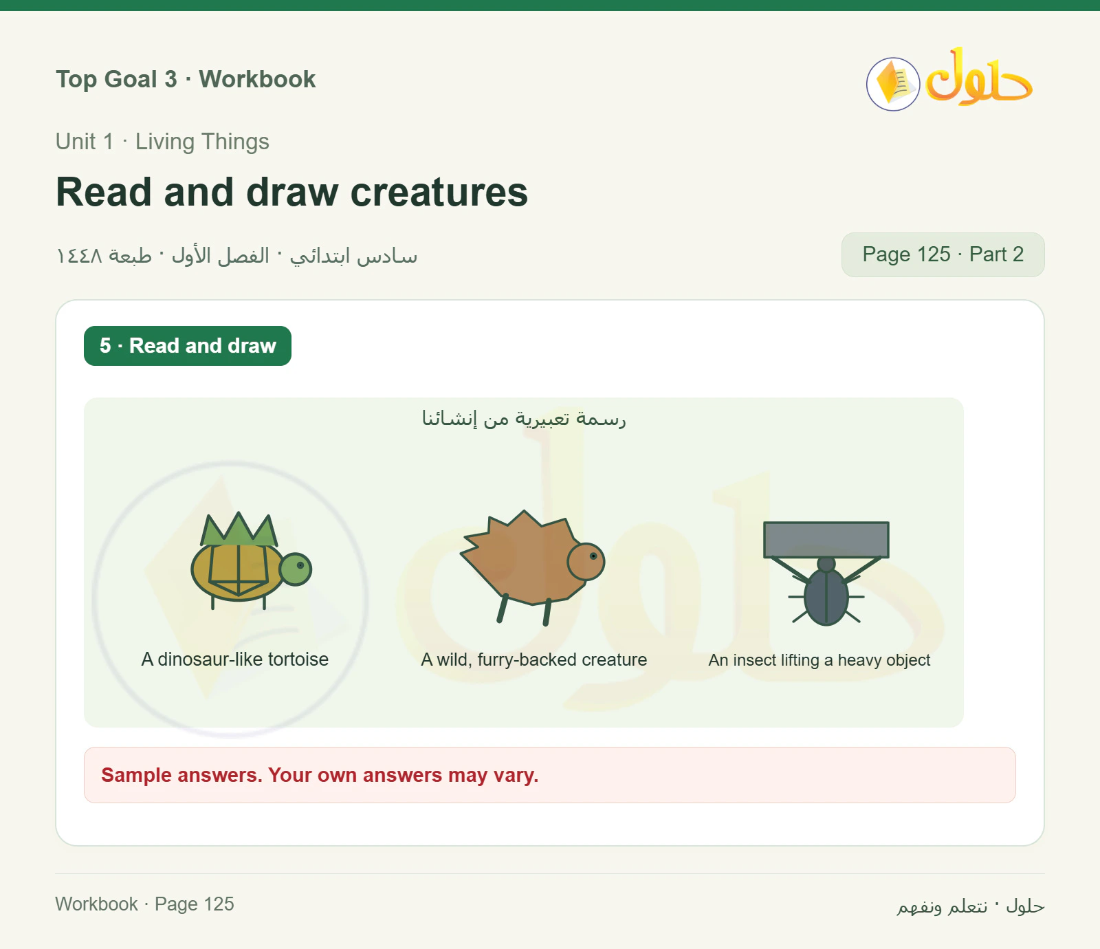 حل كتاب النشاط للغة الإنجليزية للصف السادس الابتدائي صفحة ١٢٥ — الجزء ٢