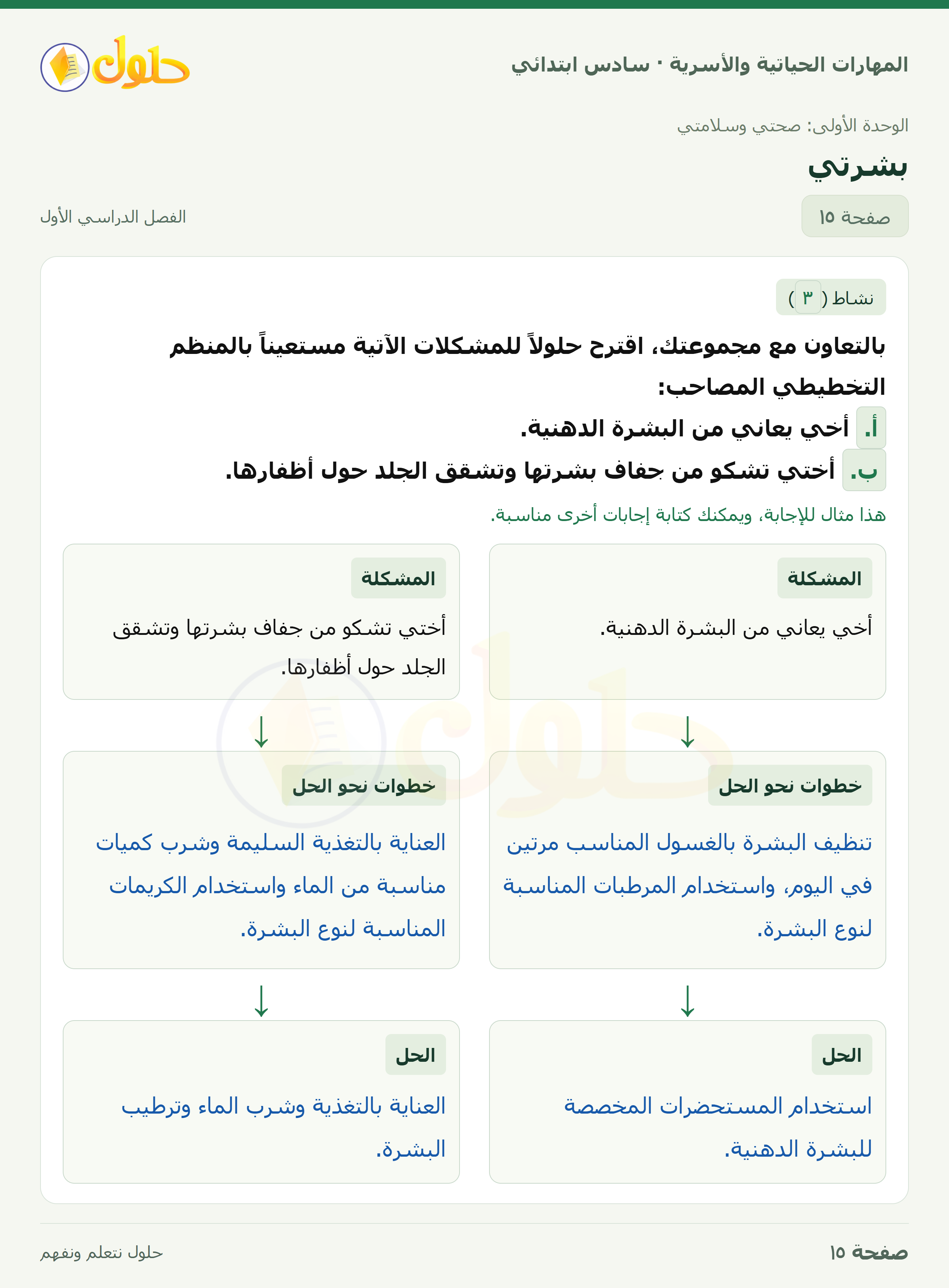 المهارات الحياتية والأسرية للصف السادس الابتدائي صفحة 15