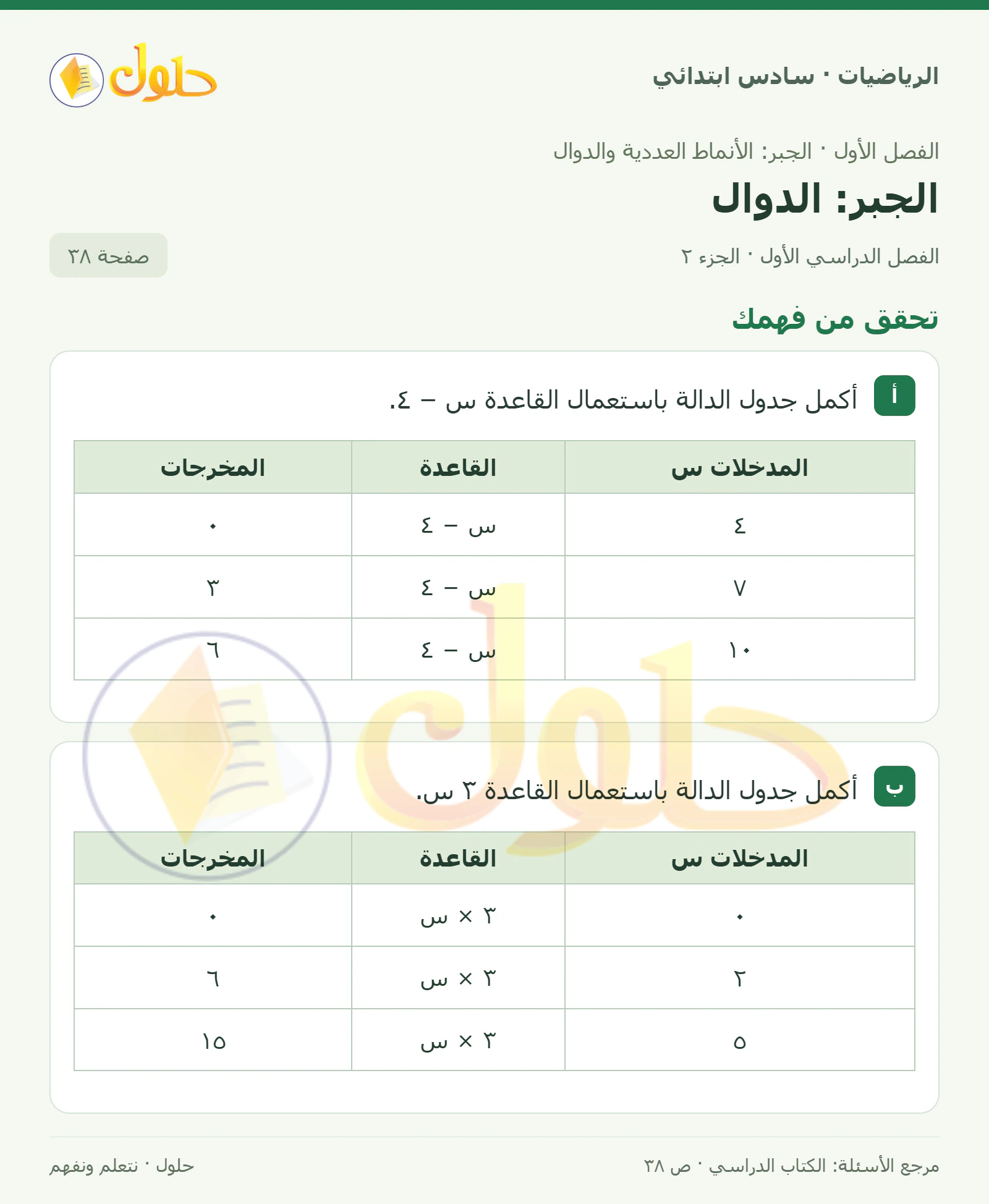 حل رياضيات الصف السادس الابتدائي صفحة 38 الجزء 2