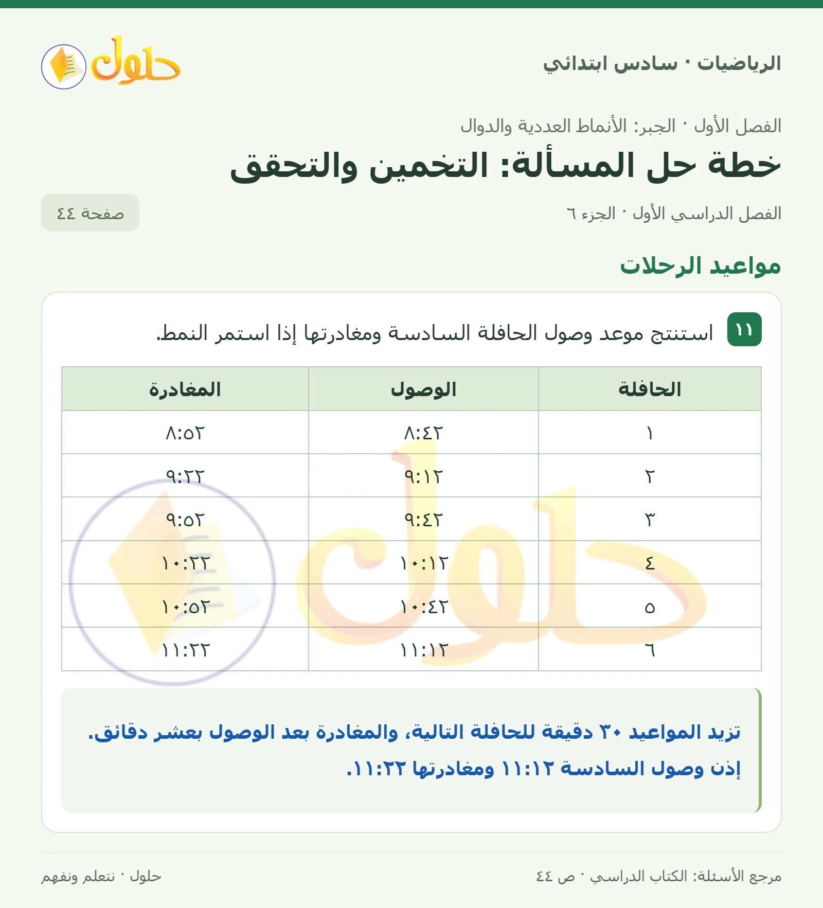 حل رياضيات الصف السادس الابتدائي صفحة 44 الجزء 6