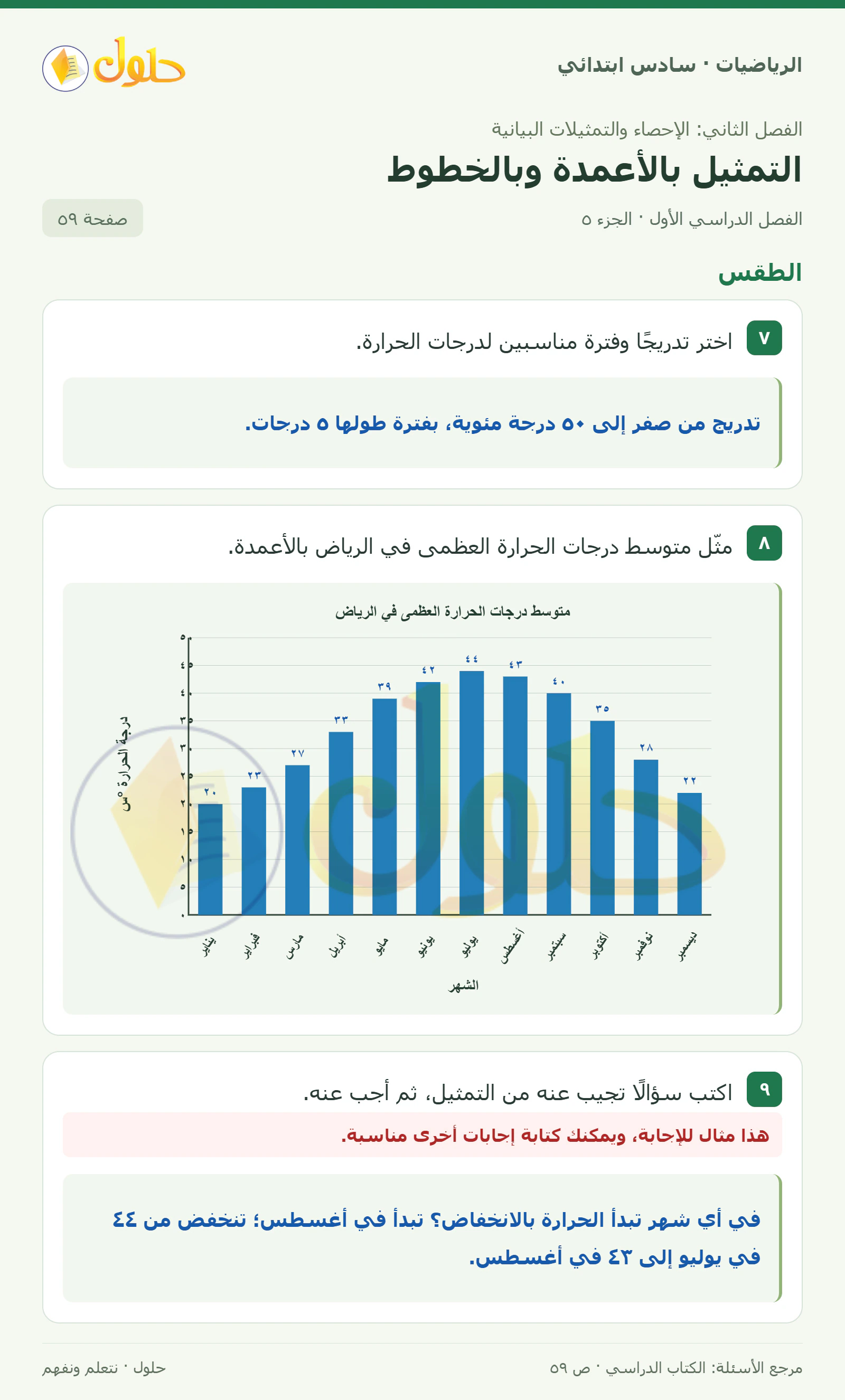 حل رياضيات الصف السادس الابتدائي صفحة 59 الجزء 5