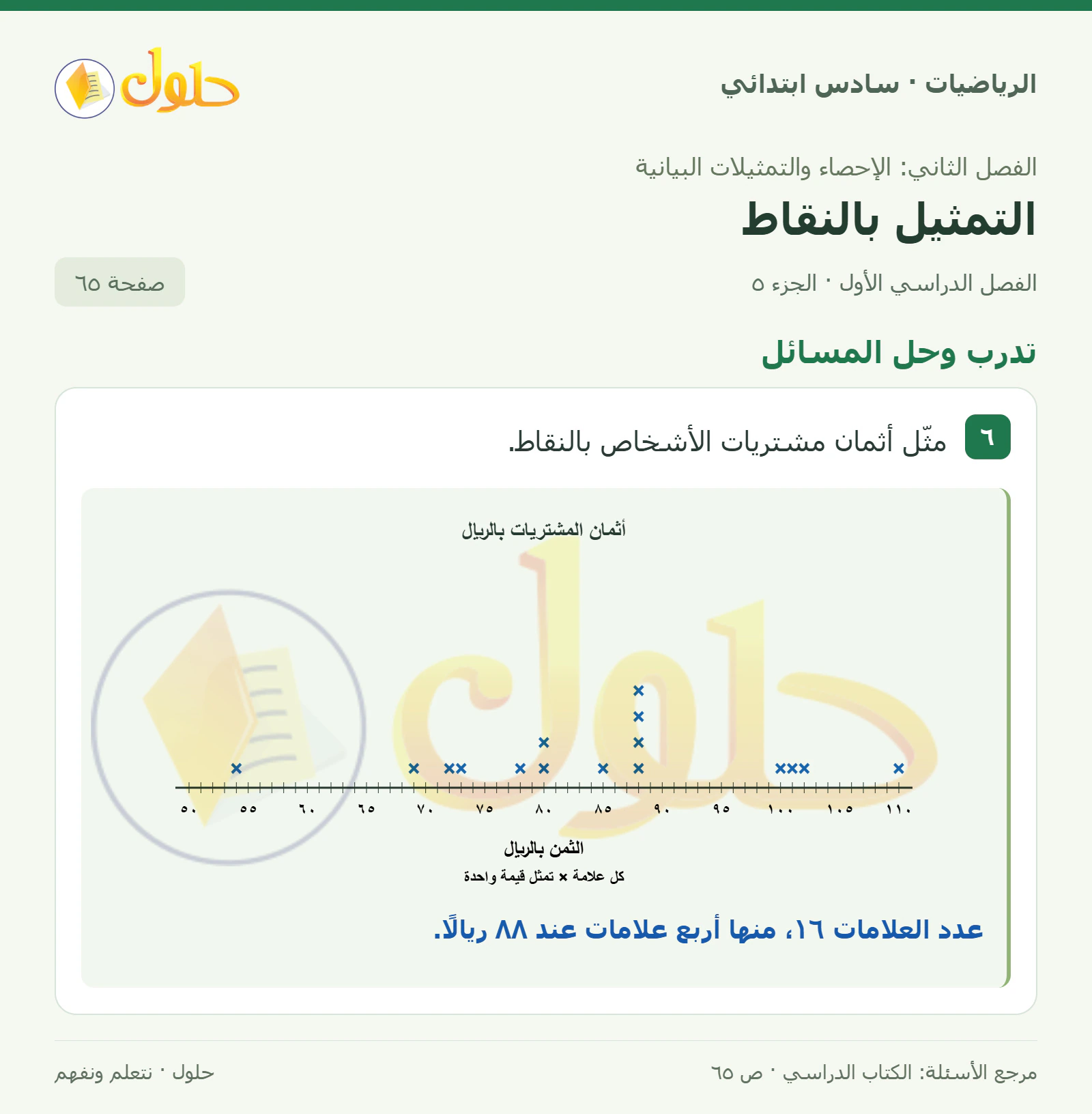 حل رياضيات الصف السادس الابتدائي صفحة 65 الجزء 5