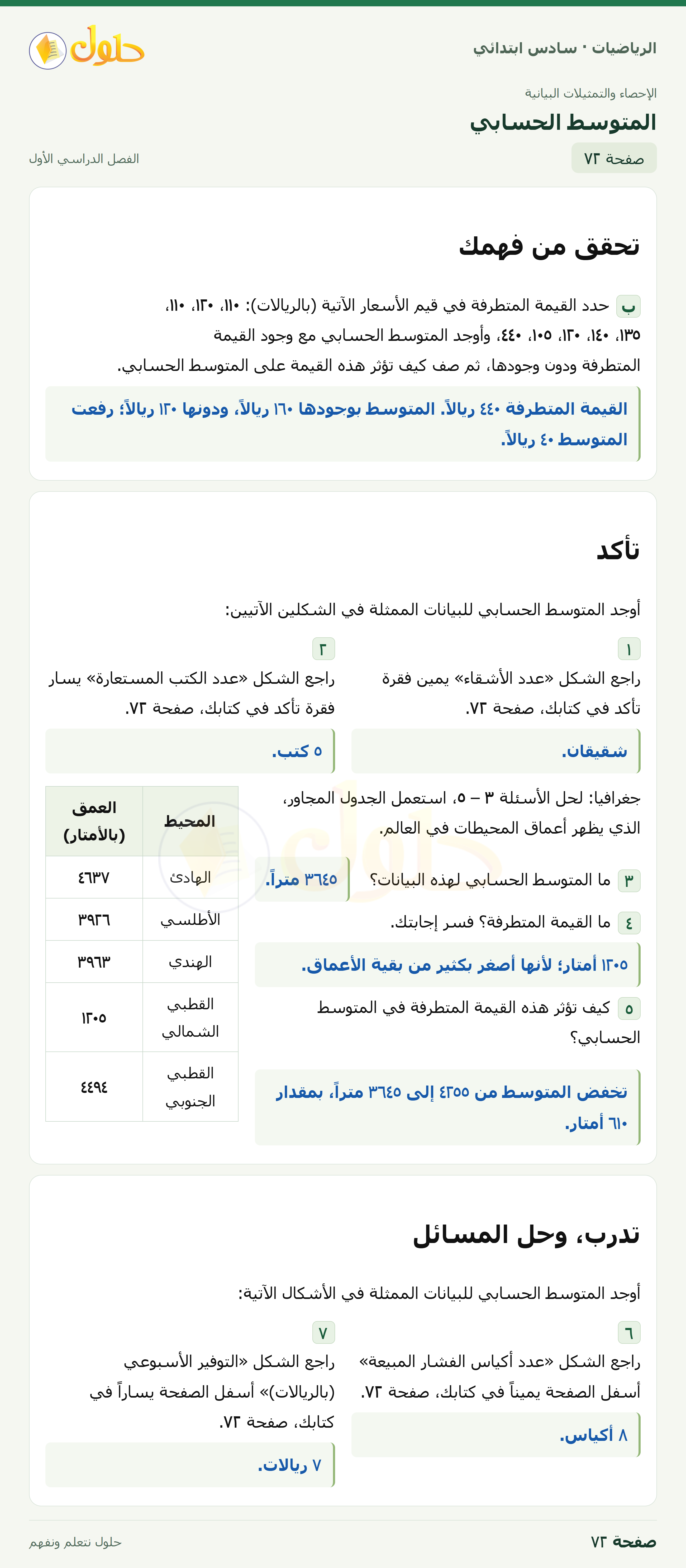 حل رياضيات الصف السادس الابتدائي صفحة 72 الجزء 1