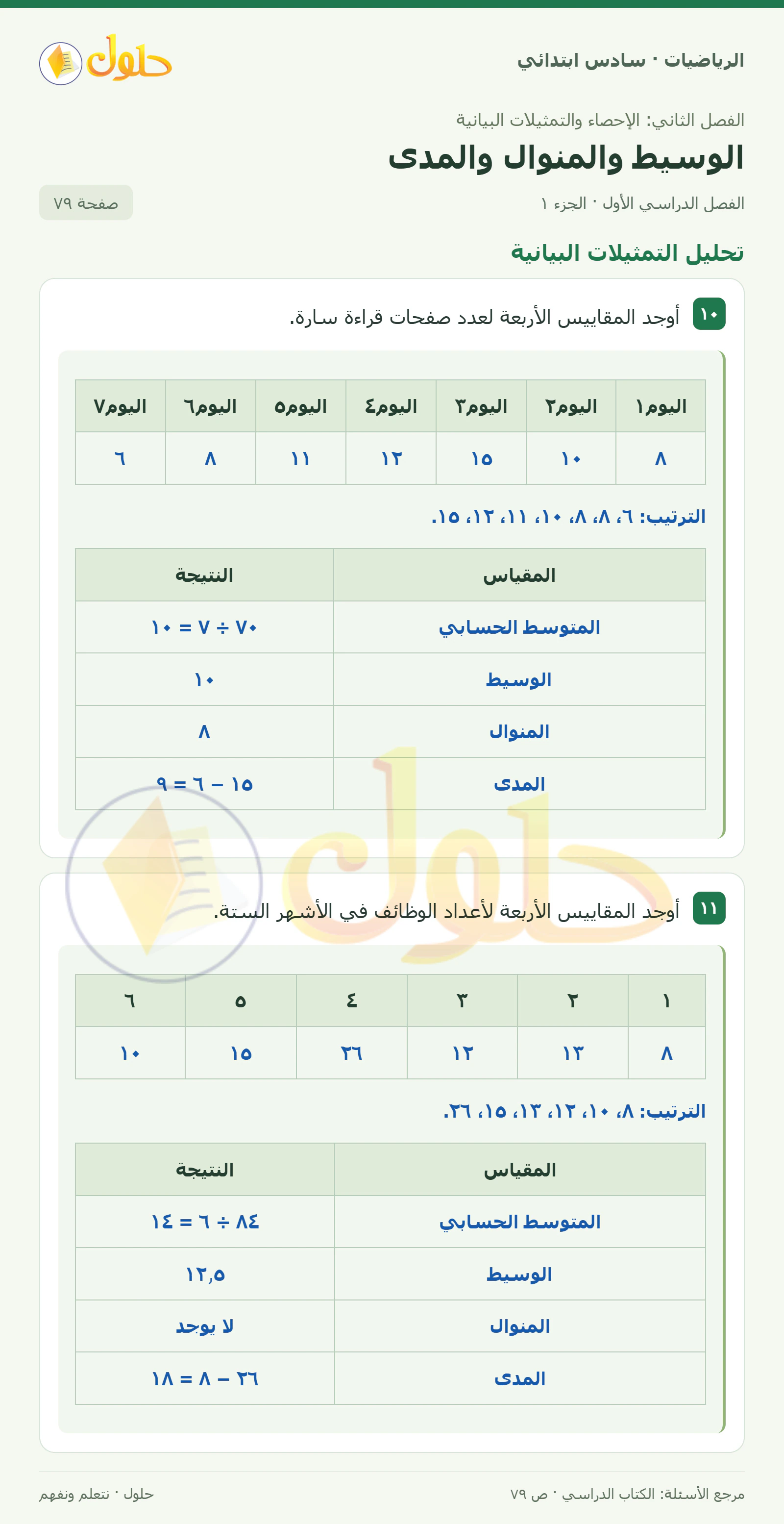 حل رياضيات الصف السادس الابتدائي صفحة 79 الجزء 1