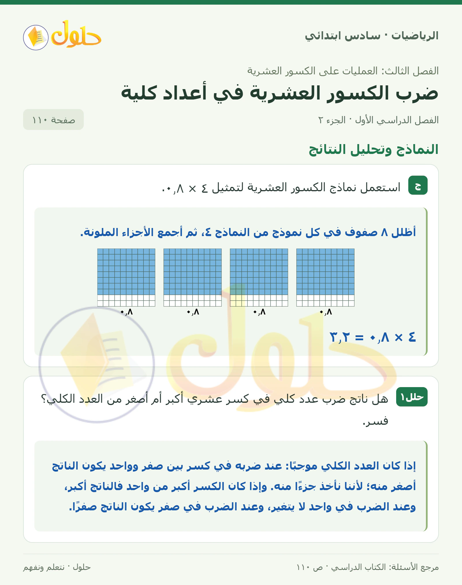 حل رياضيات الصف السادس الابتدائي صفحة 110 الجزء 2
