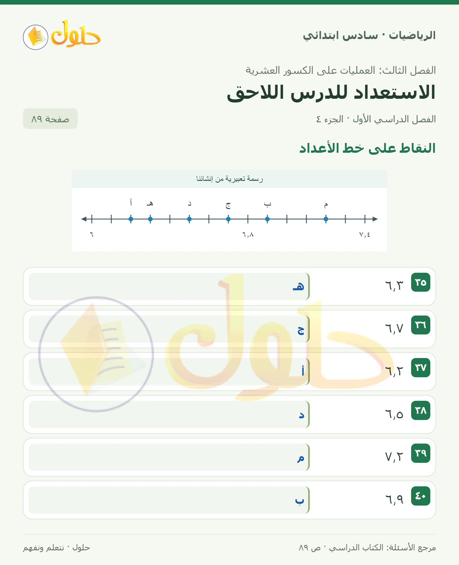 حل رياضيات الصف السادس الابتدائي صفحة 89 الجزء 4