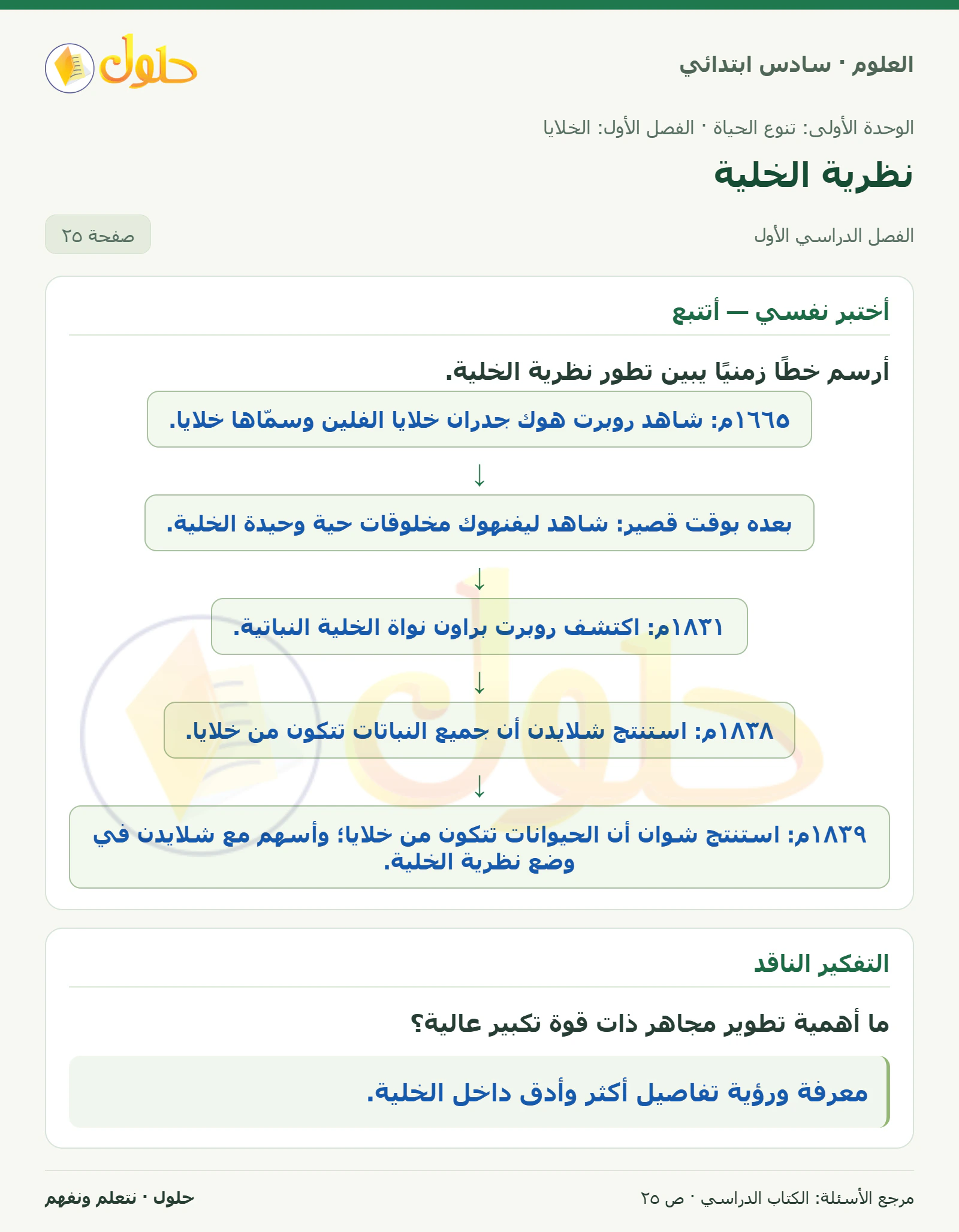 العلوم للصف السادس الابتدائي صفحة 25