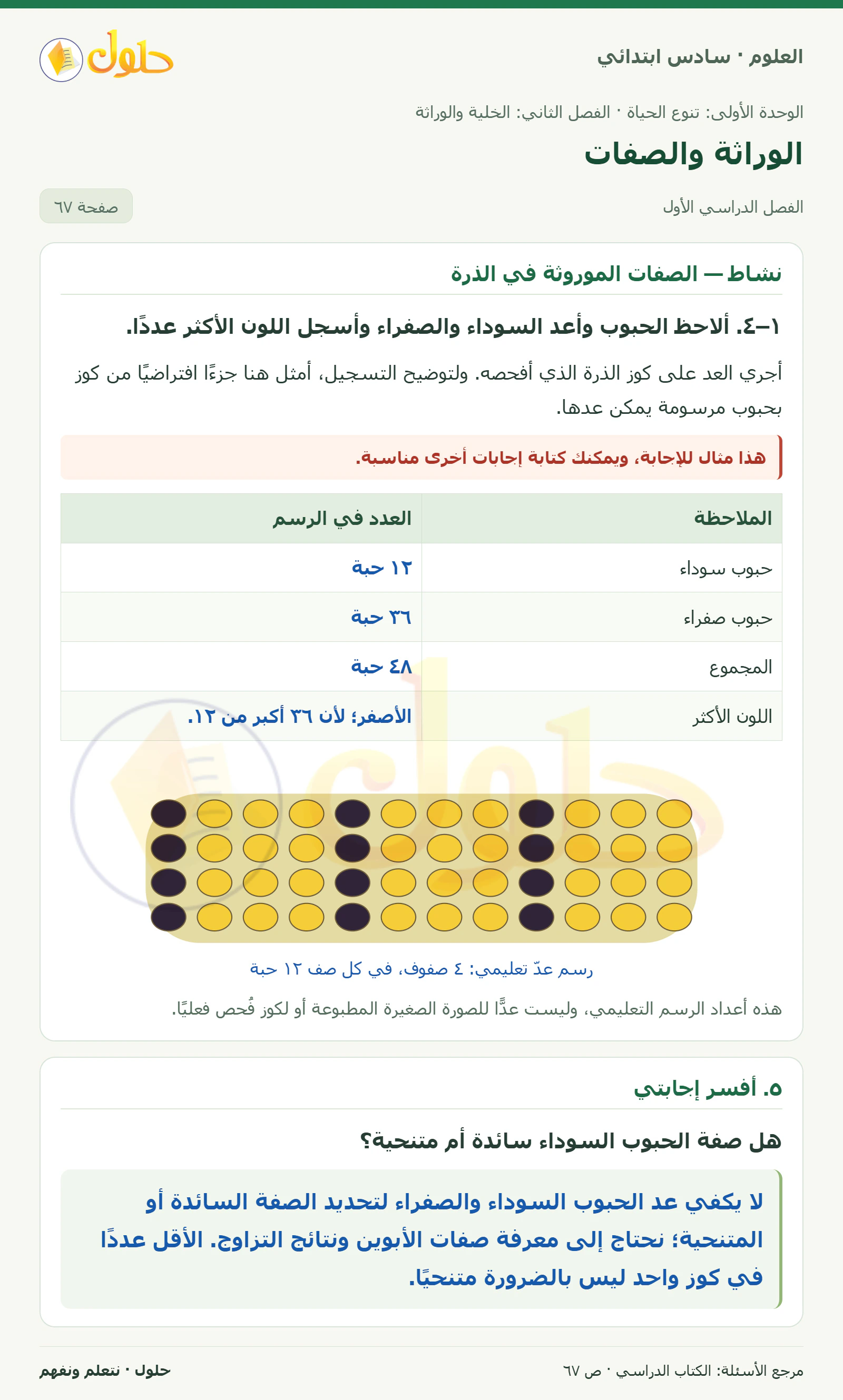العلوم للصف السادس الابتدائي صفحة 67 — الجزء ١