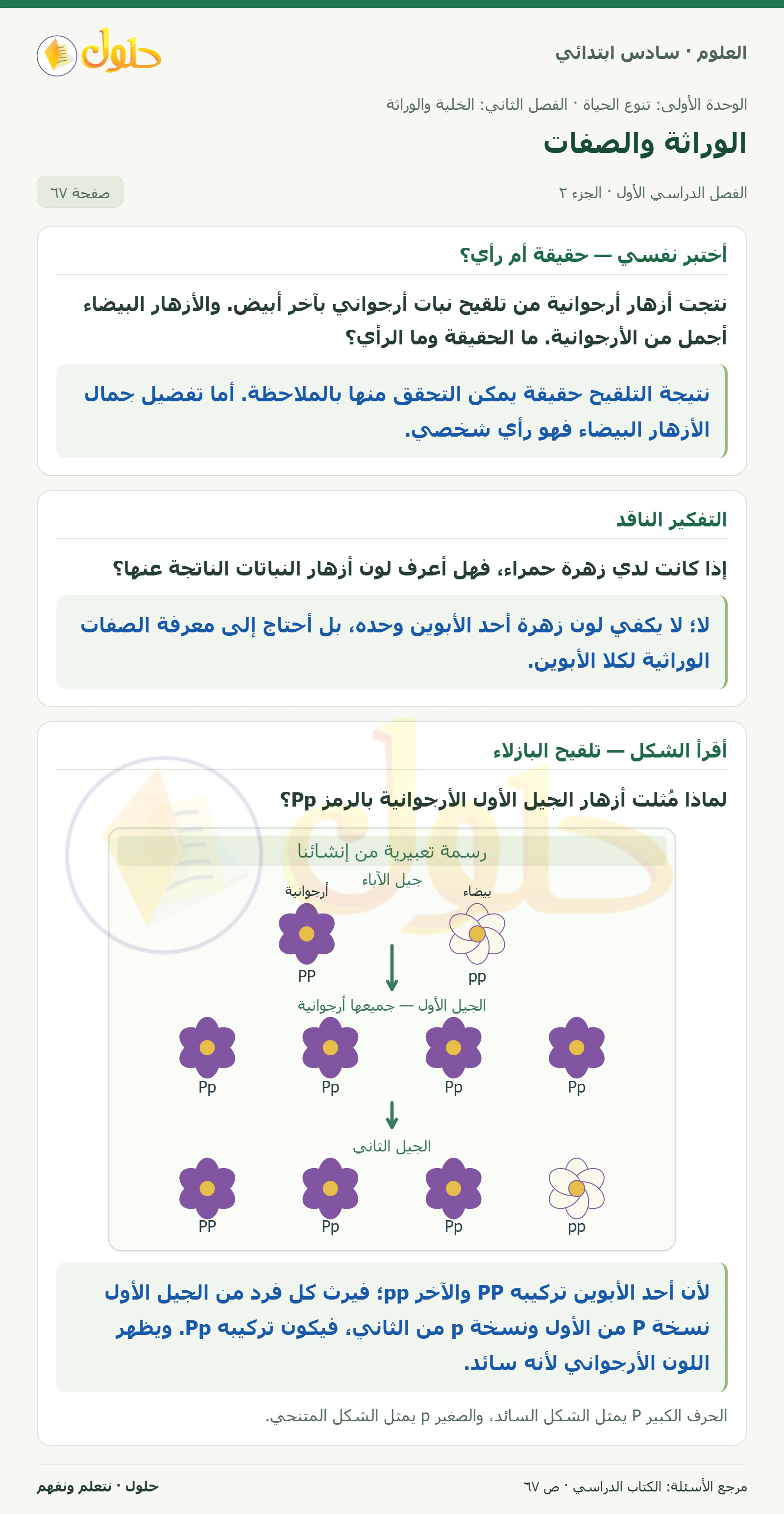 العلوم للصف السادس الابتدائي صفحة 67 — الجزء ٢