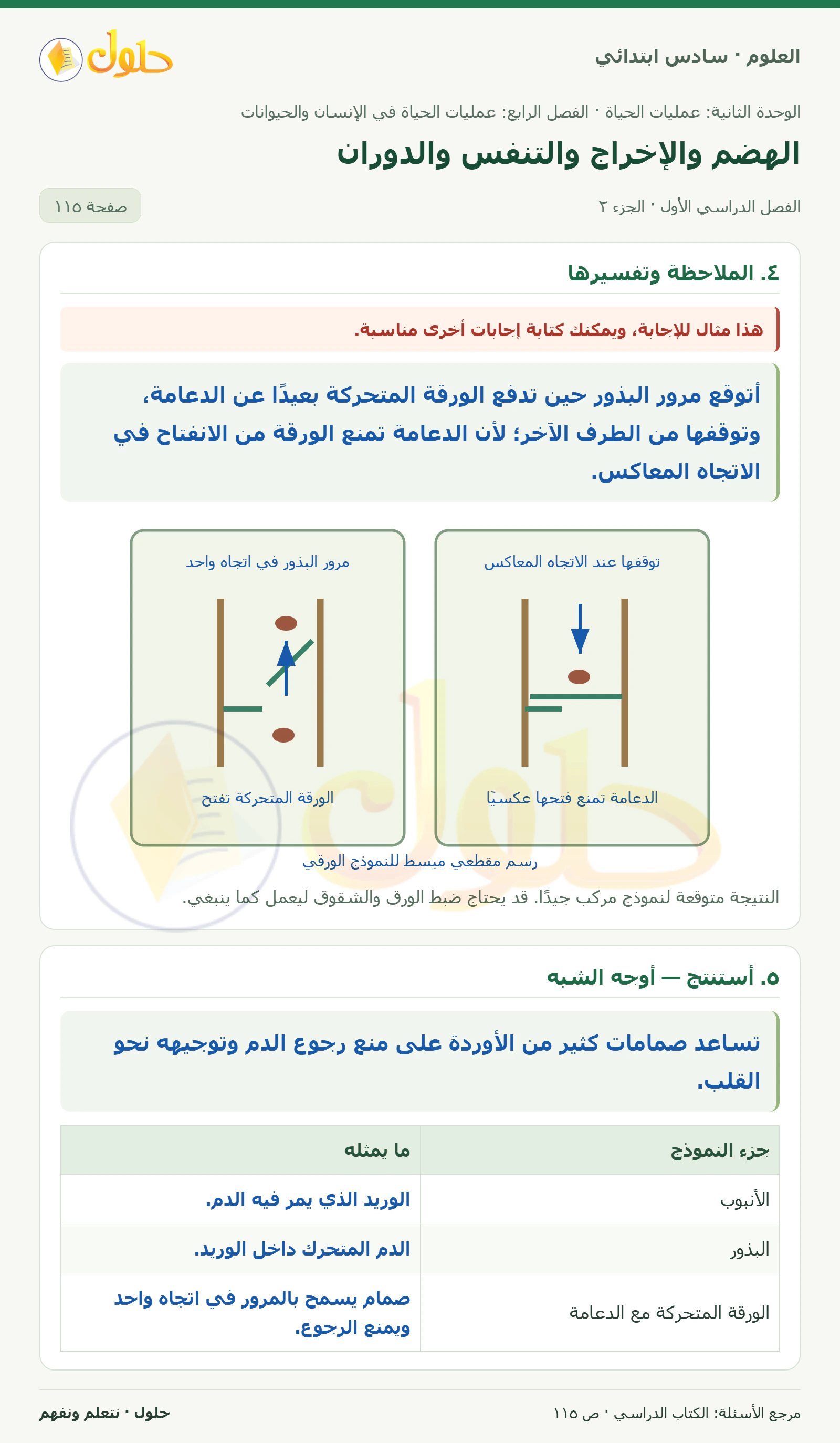 العلوم للصف السادس الابتدائي صفحة 115 — الجزء ٢