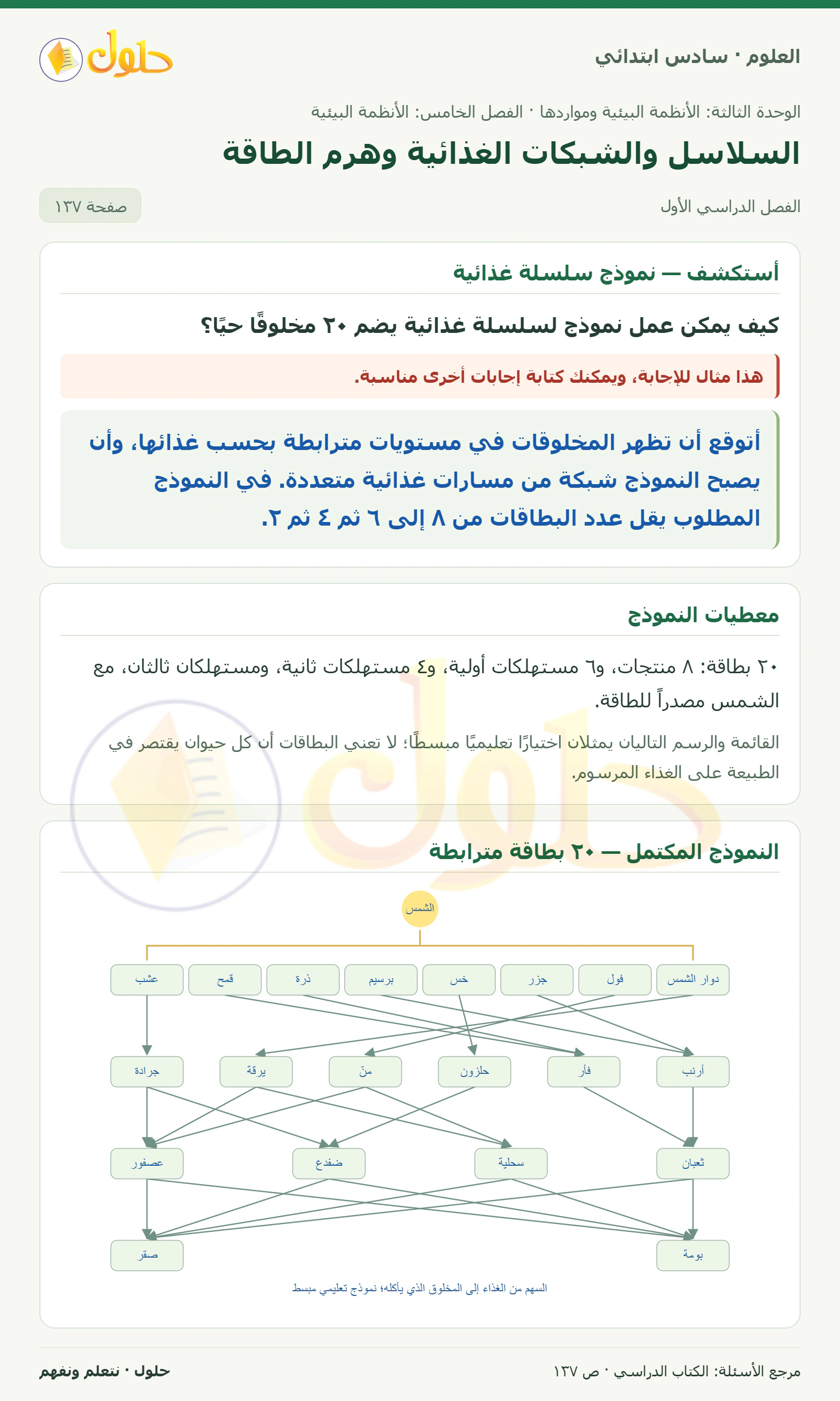 العلوم للصف السادس الابتدائي صفحة 137 — الجزء ١