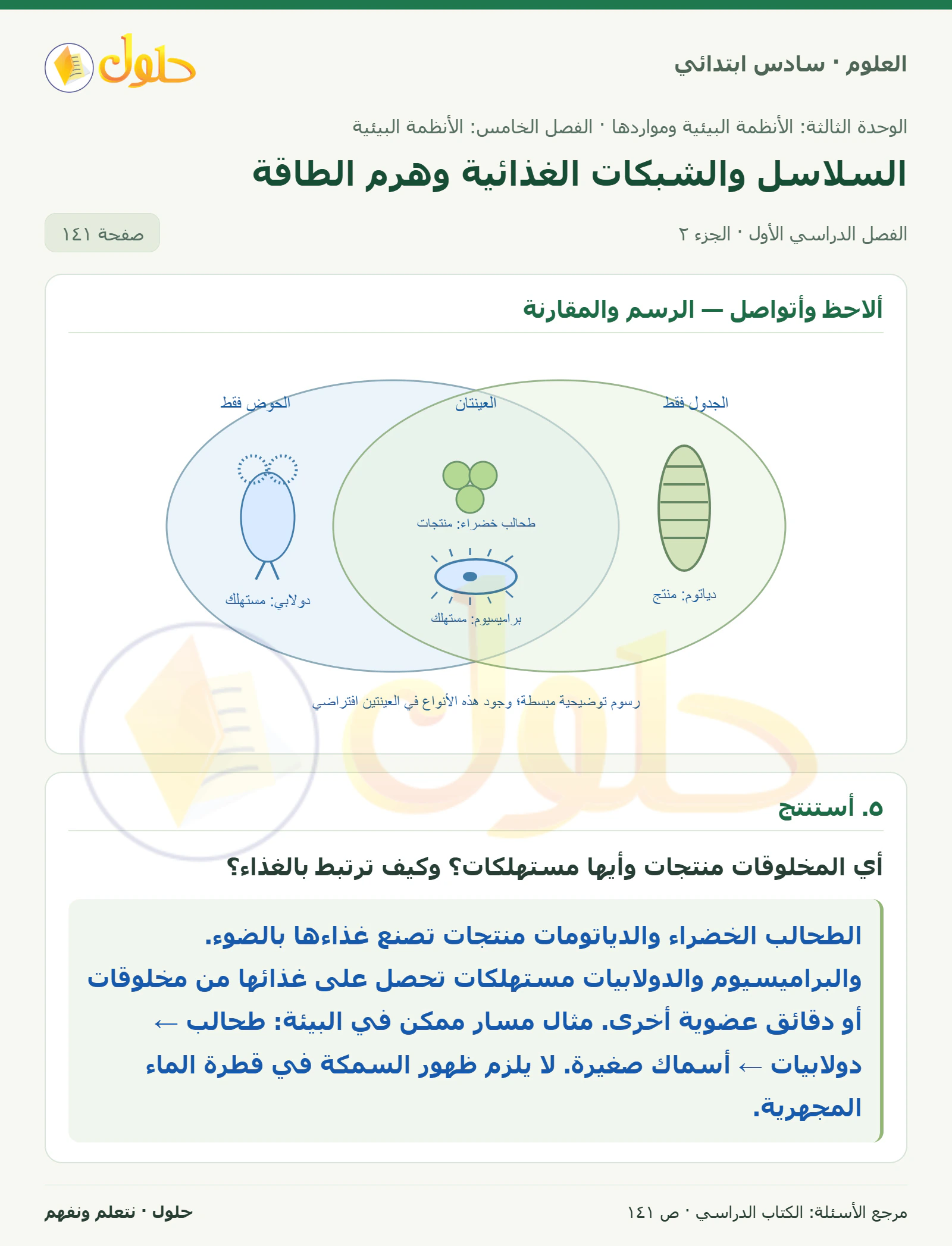 العلوم للصف السادس الابتدائي صفحة 141 — الجزء ٢