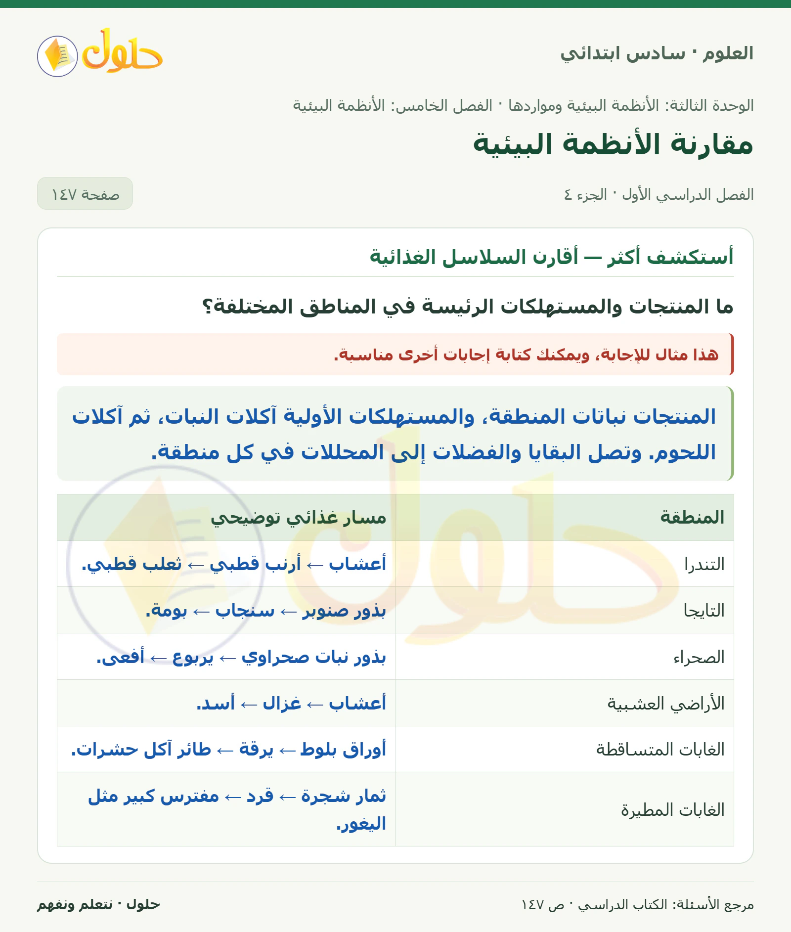 العلوم للصف السادس الابتدائي صفحة 147 — الجزء ٤
