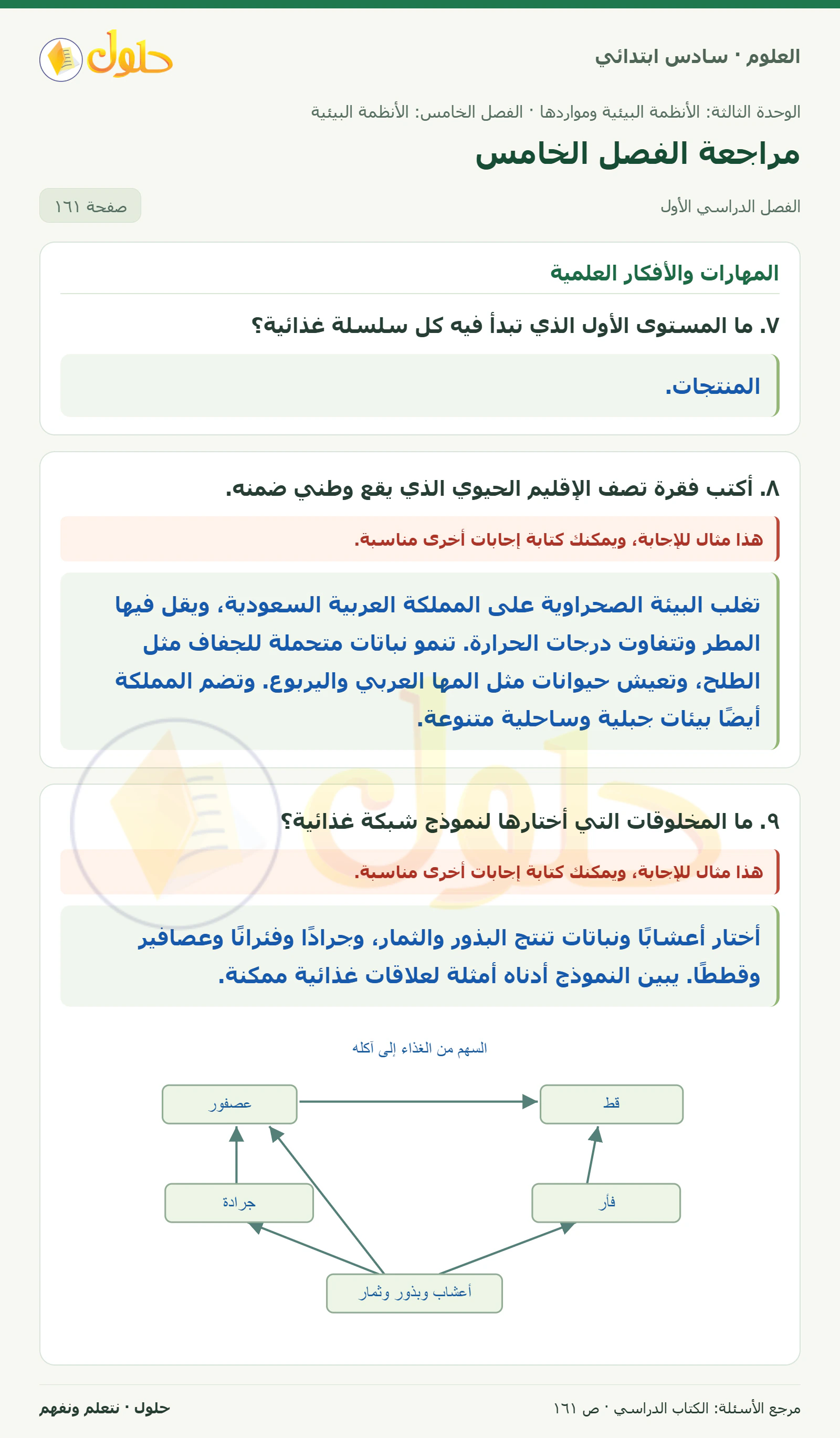 العلوم للصف السادس الابتدائي صفحة 161 — الجزء ١