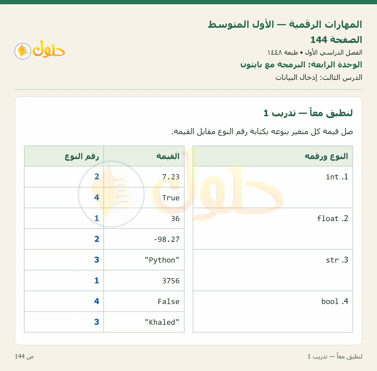 لنطبق معاً صفحة ١٤٤