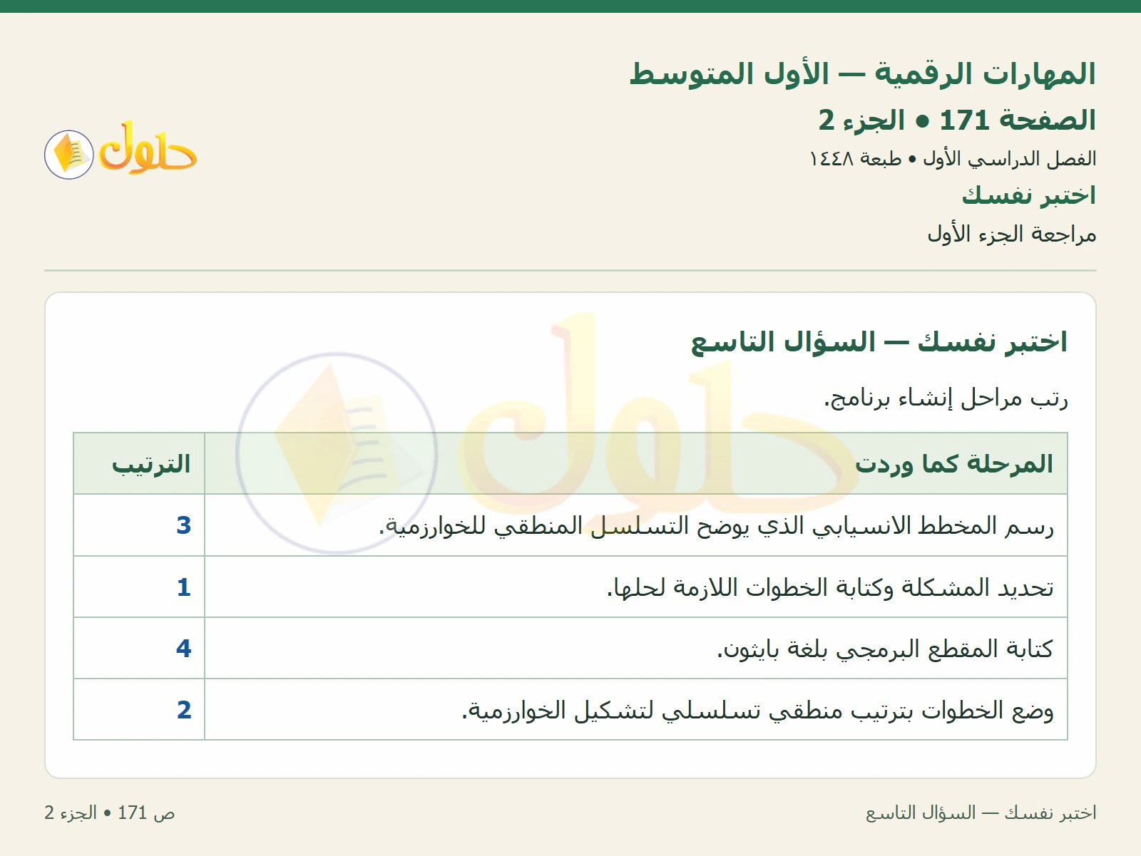 اختبر نفسك صفحة ١٧١ — الجزء ٢