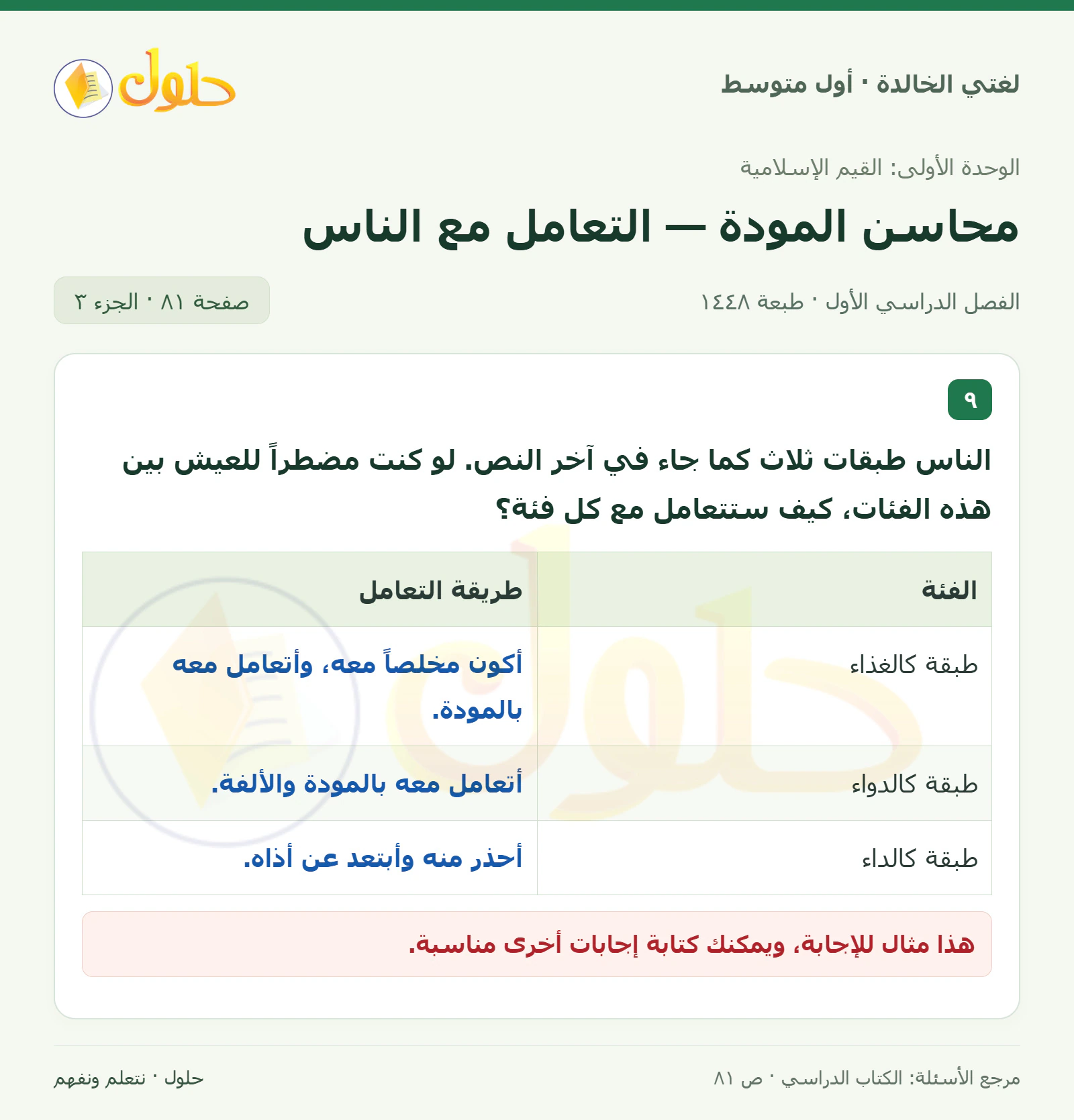 حل لغتي الخالدة للصف الأول المتوسط صفحة 81 الجزء 3