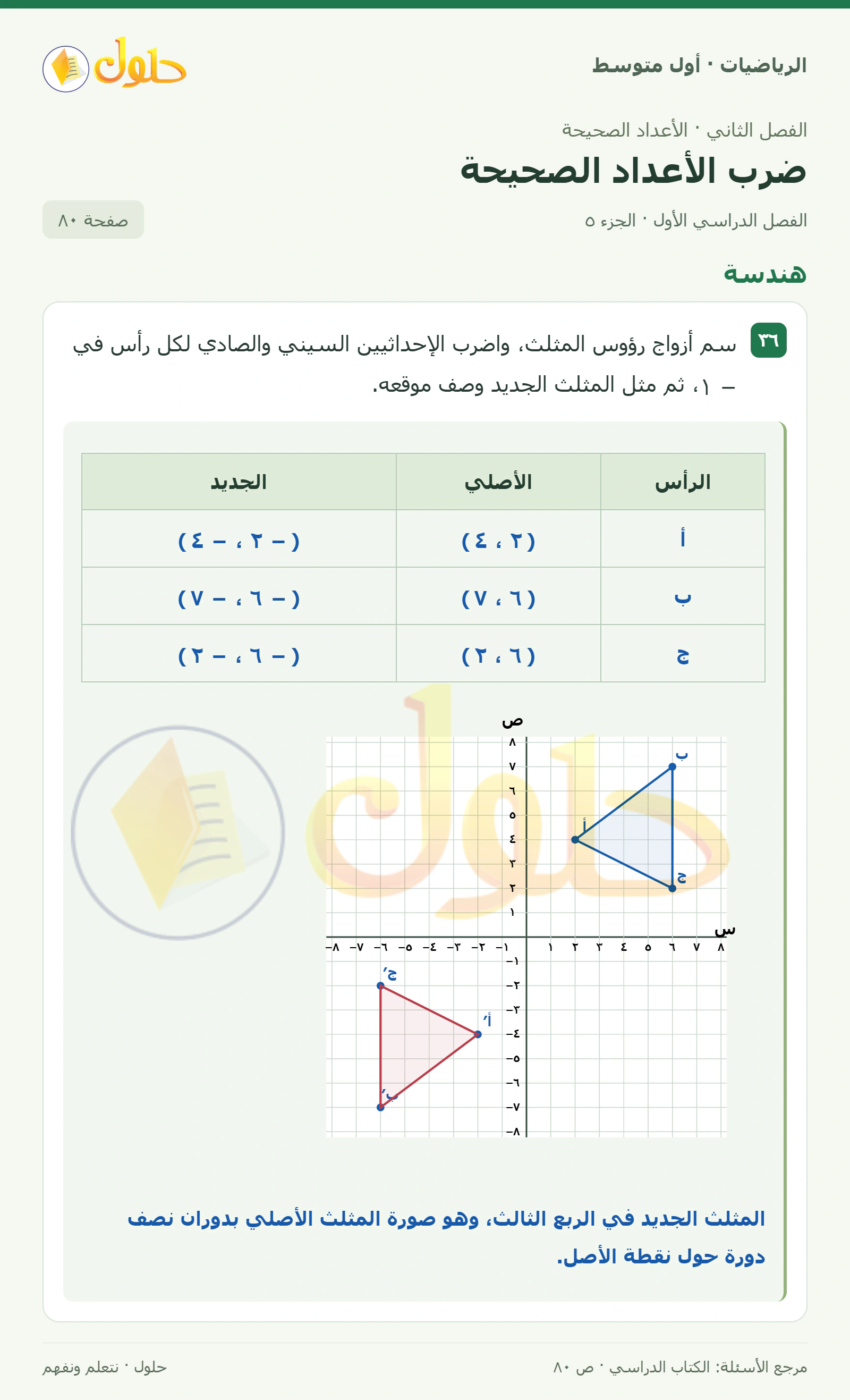 حل الرياضيات للصف الأول المتوسط صفحة ٨٠ - الجزء ٥