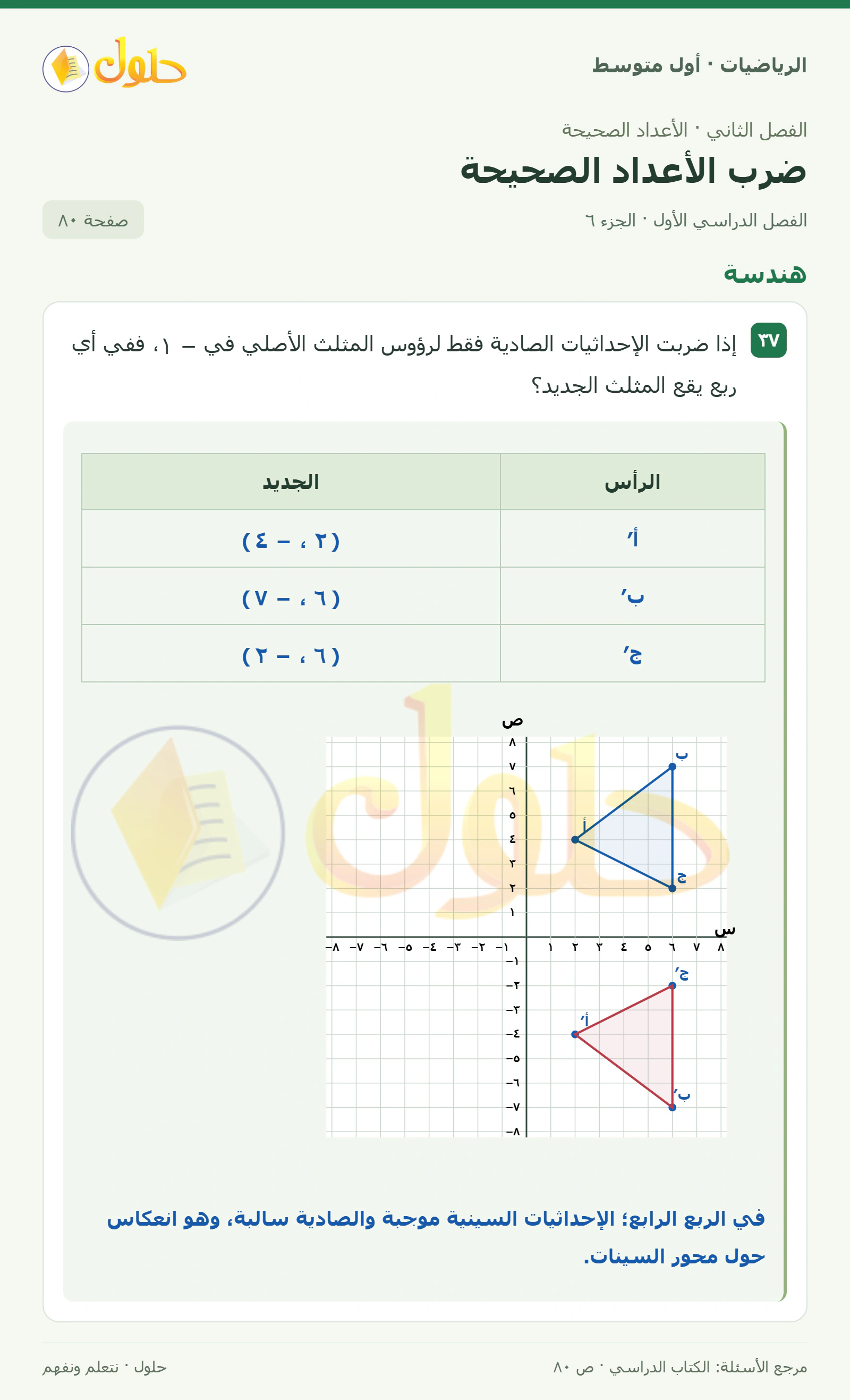 حل الرياضيات للصف الأول المتوسط صفحة ٨٠ - الجزء ٦