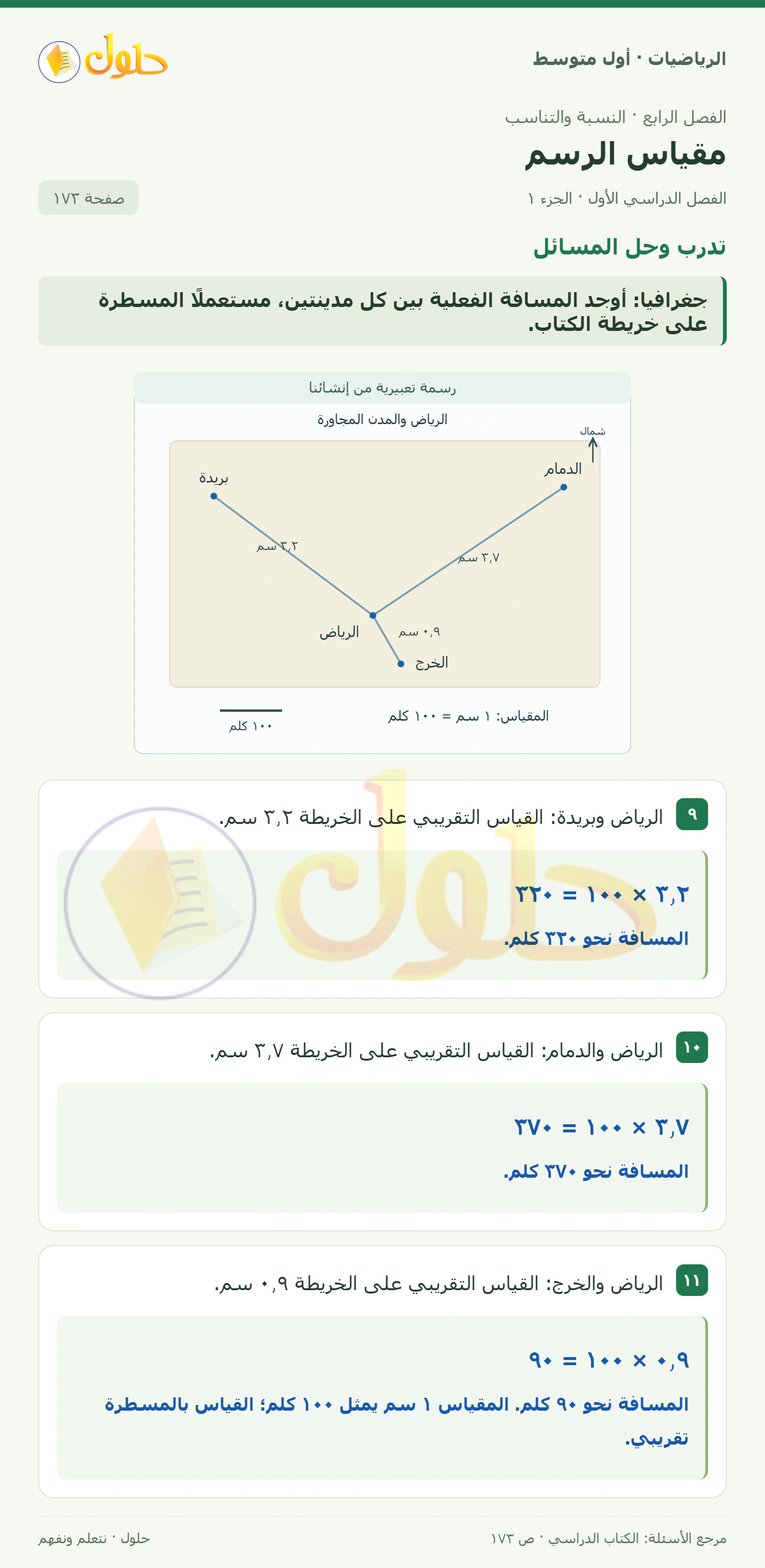 حل الرياضيات للصف الأول المتوسط صفحة ١٧٣ - الجزء ١