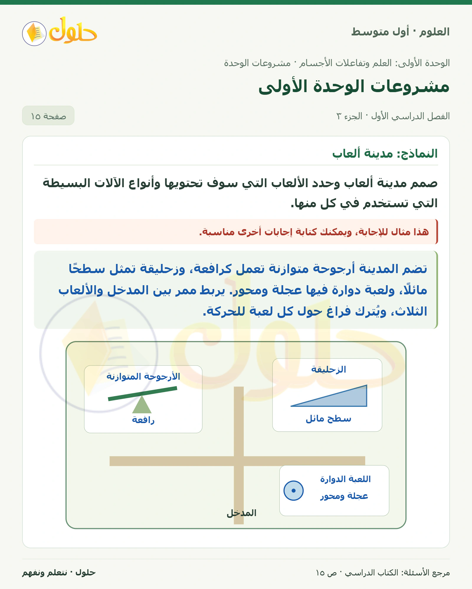 حل علوم الصف الأول المتوسط صفحة 15 الجزء 3