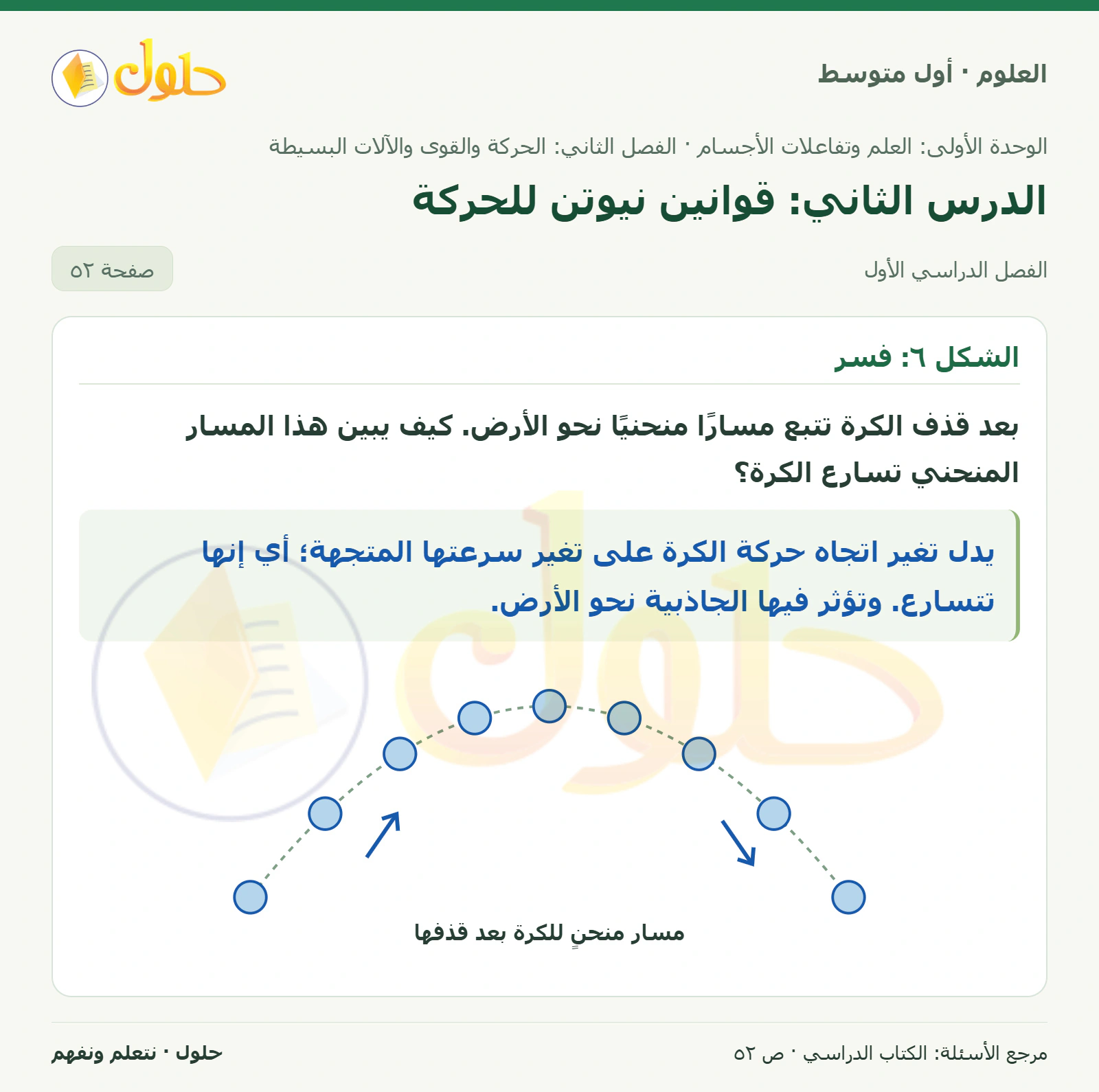حل علوم الصف الأول المتوسط صفحة 52 الجزء 1
