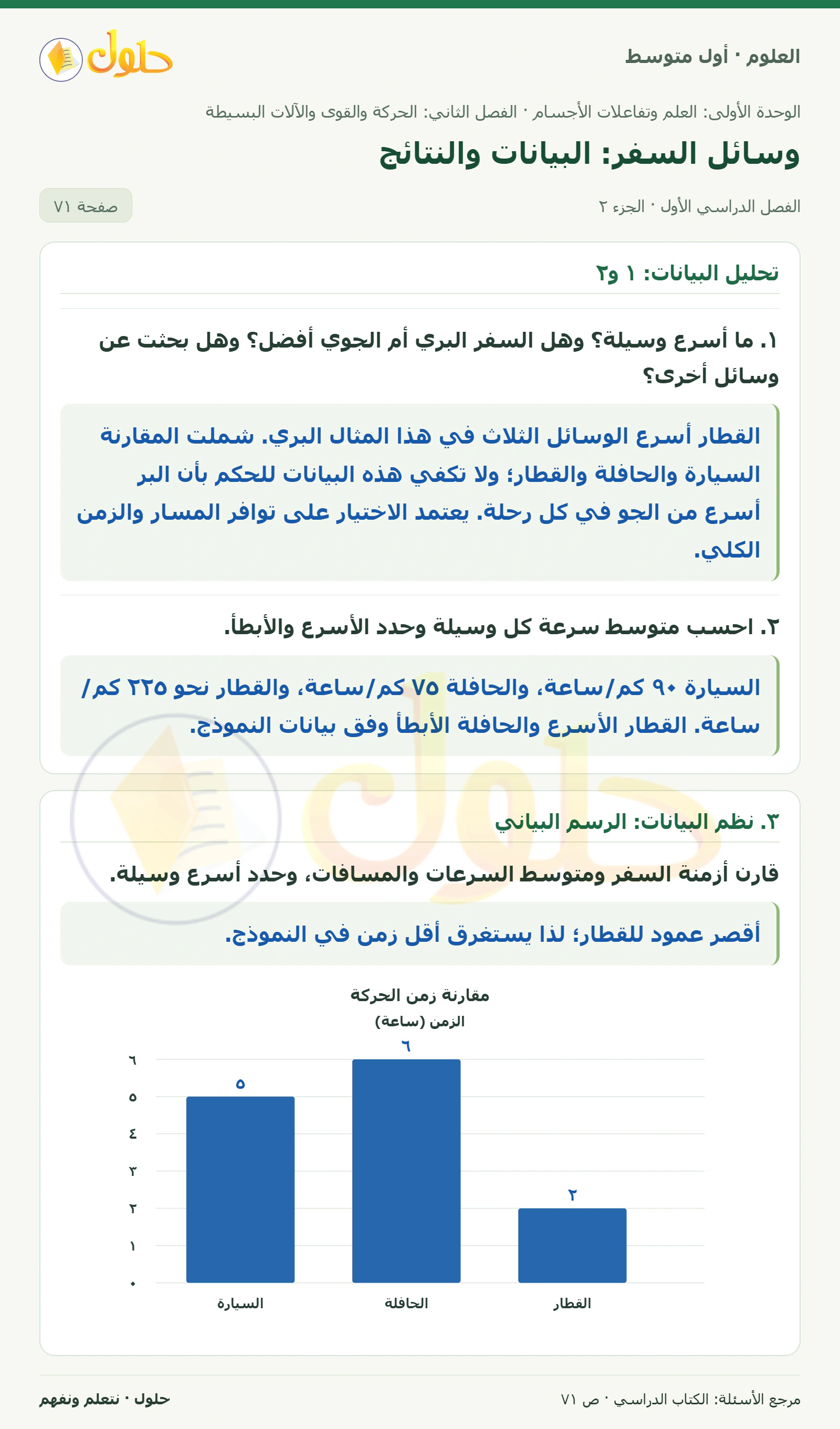 حل علوم الصف الأول المتوسط صفحة 71 الجزء 2