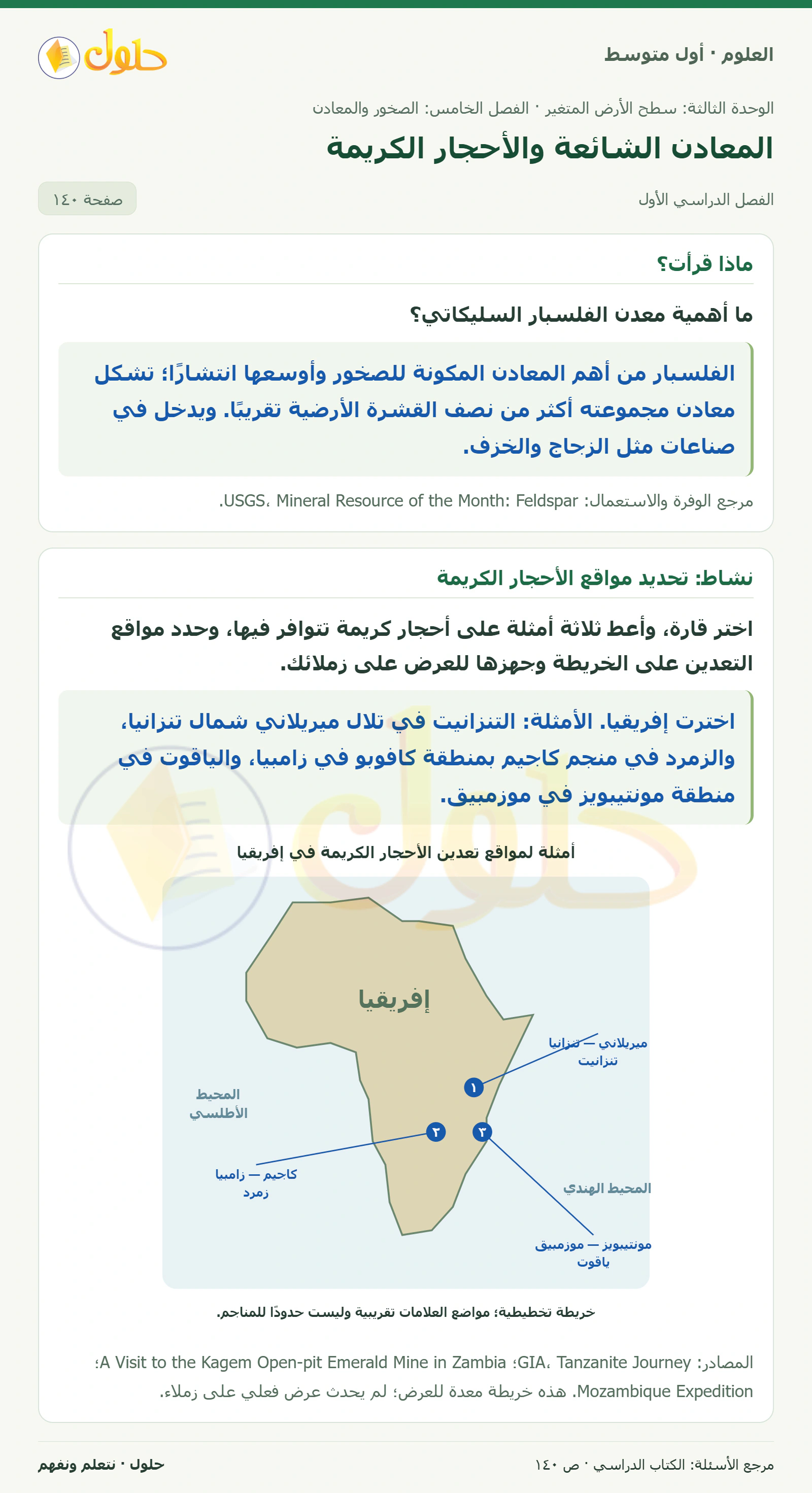 حل علوم الصف الأول المتوسط صفحة 140 الجزء 1
