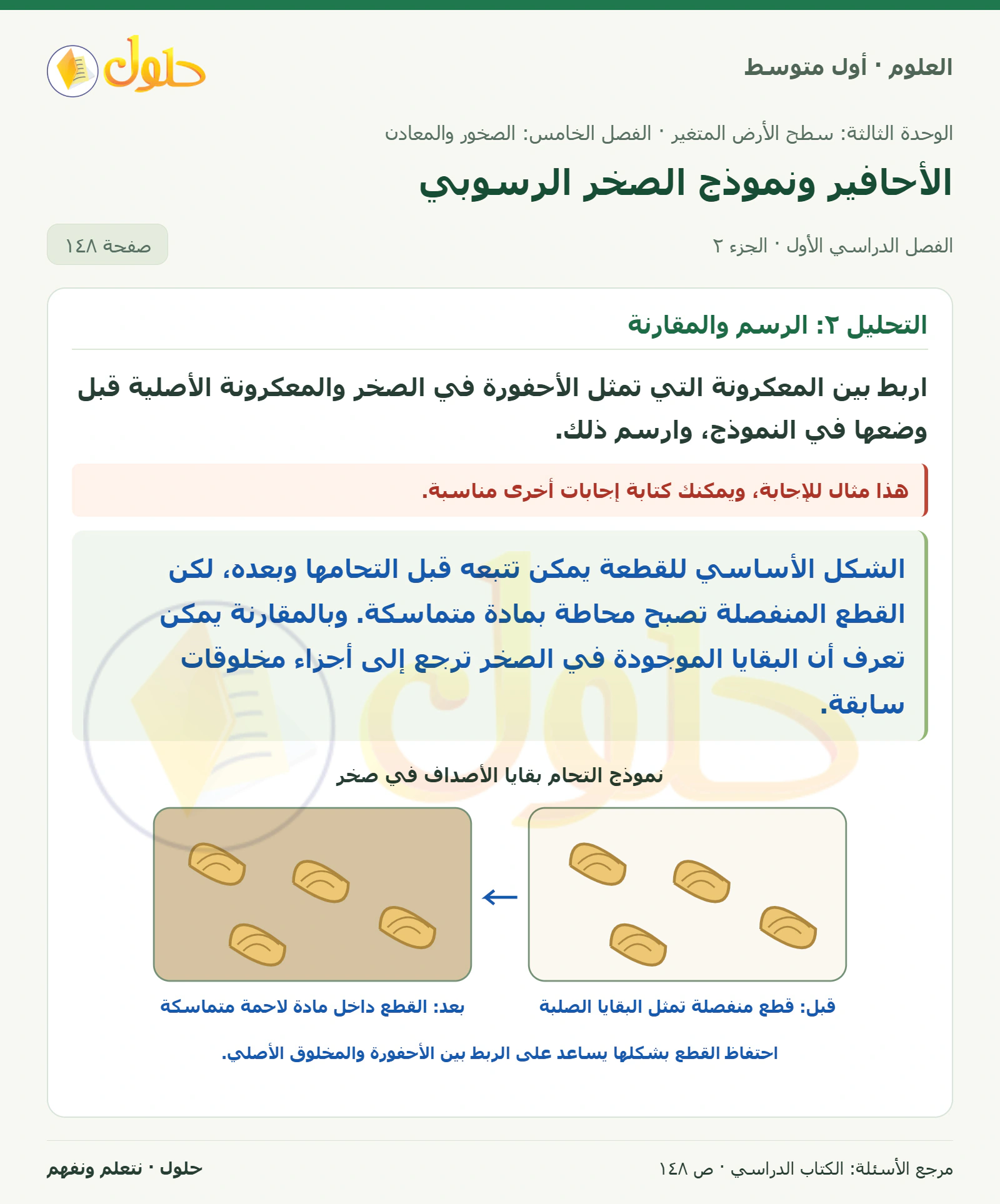 حل علوم الصف الأول المتوسط صفحة 148 الجزء 2
