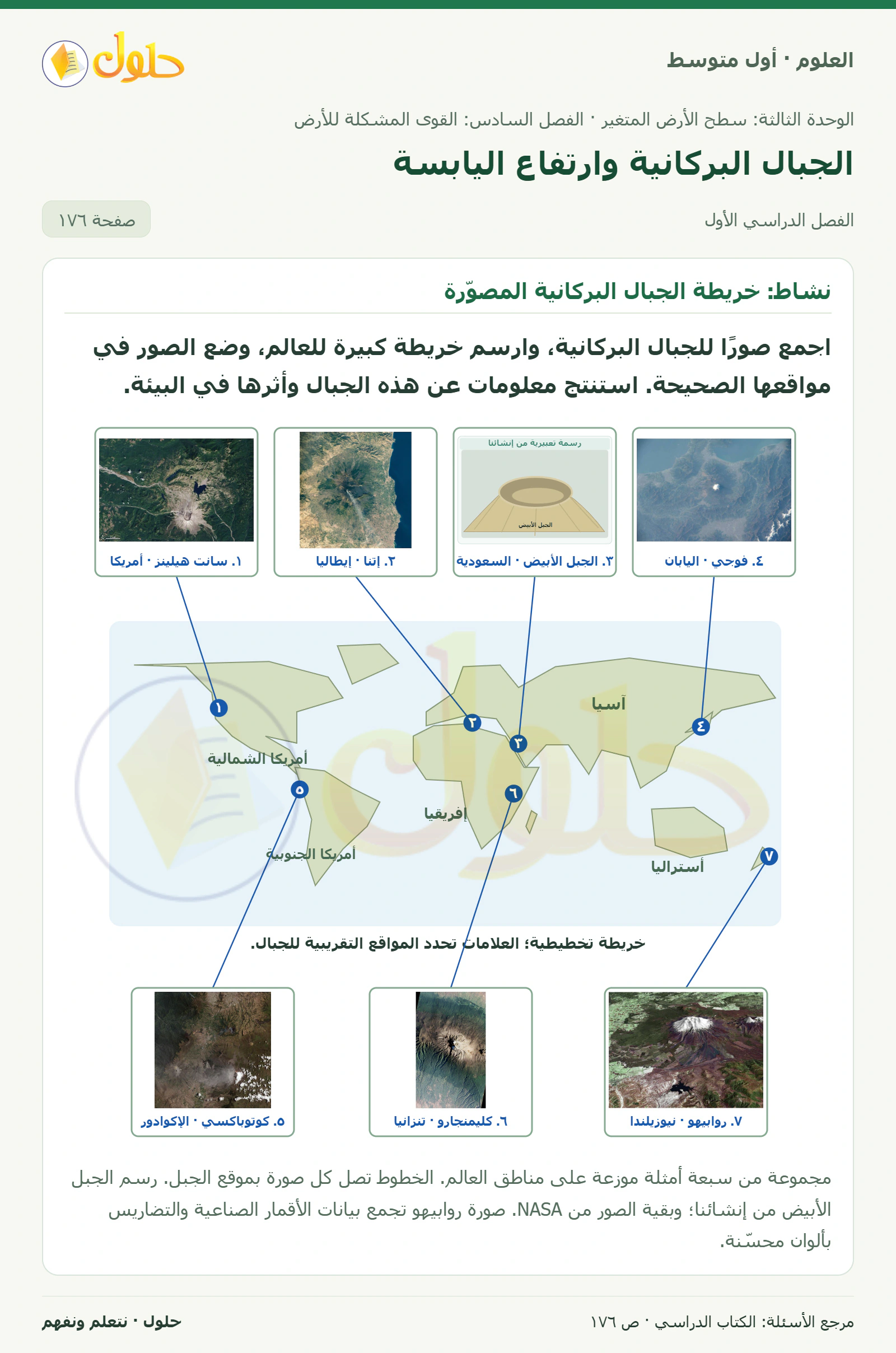 حل علوم الصف الأول المتوسط صفحة 176 الجزء 1