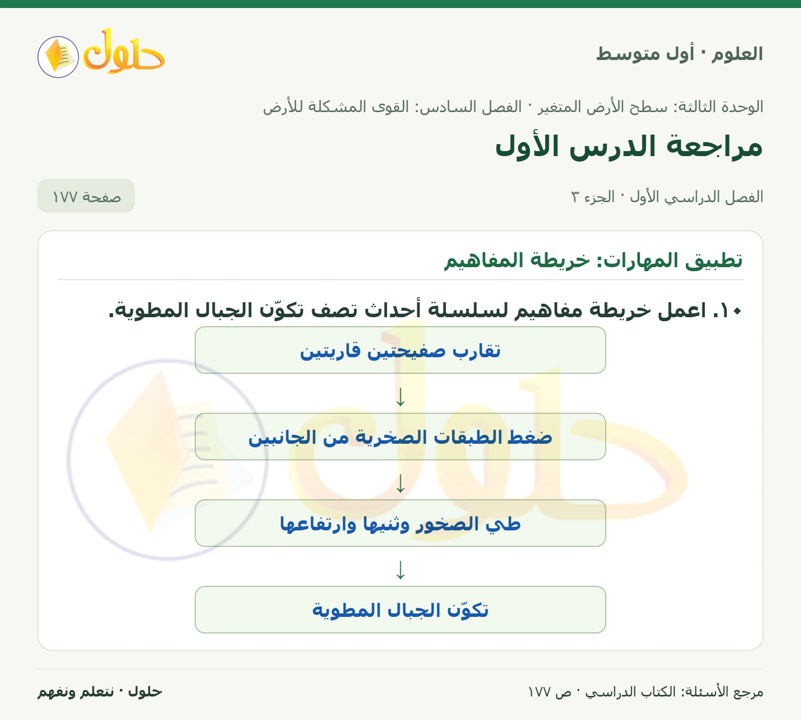 حل علوم الصف الأول المتوسط صفحة 177 الجزء 3