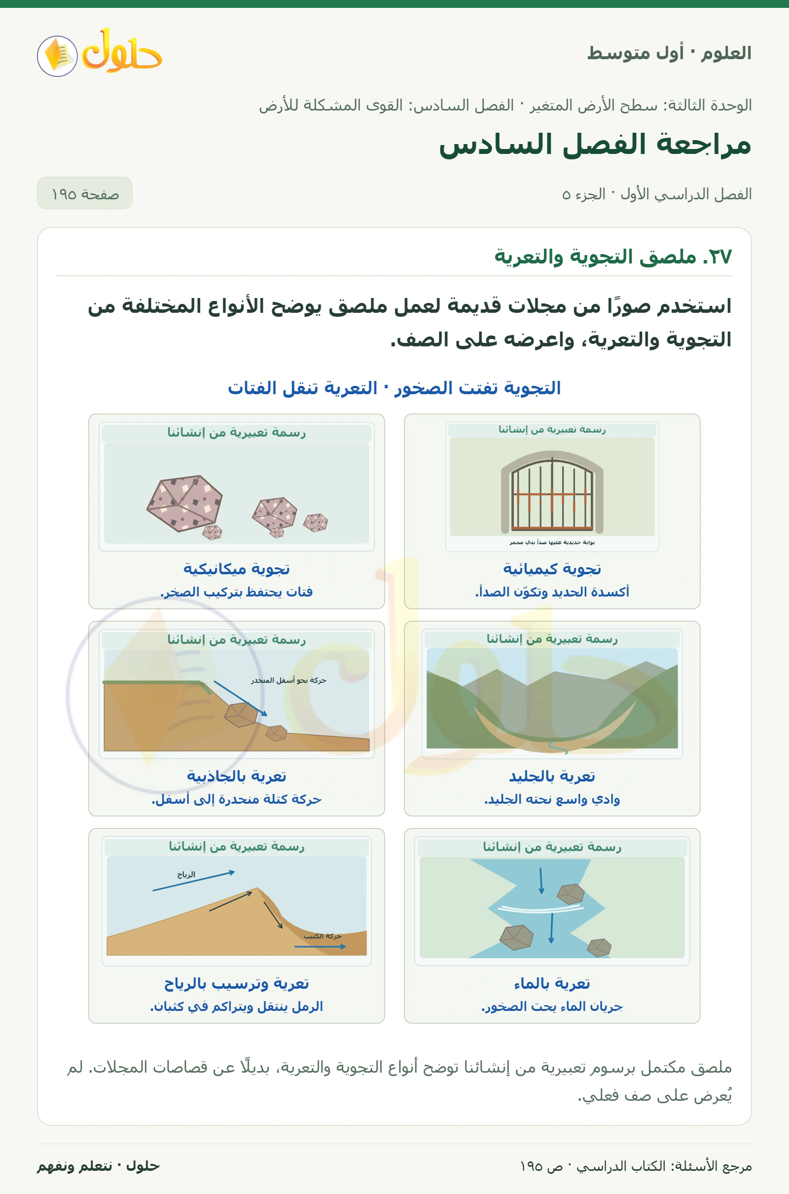 حل علوم الصف الأول المتوسط صفحة 195 الجزء 5