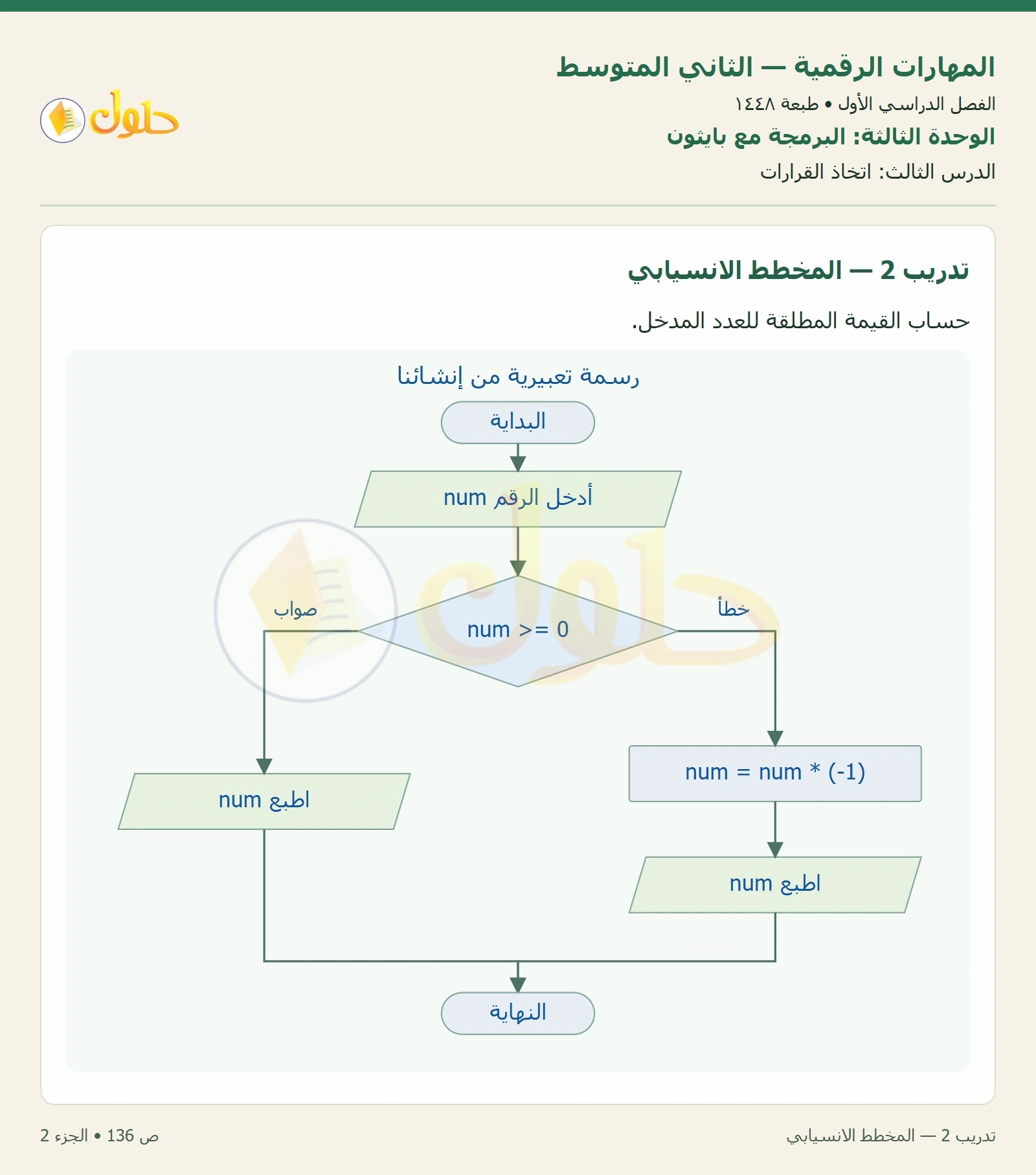 حل المهارات الرقمية للصف الثاني المتوسط صفحة ١٣٦ الجزء ٢