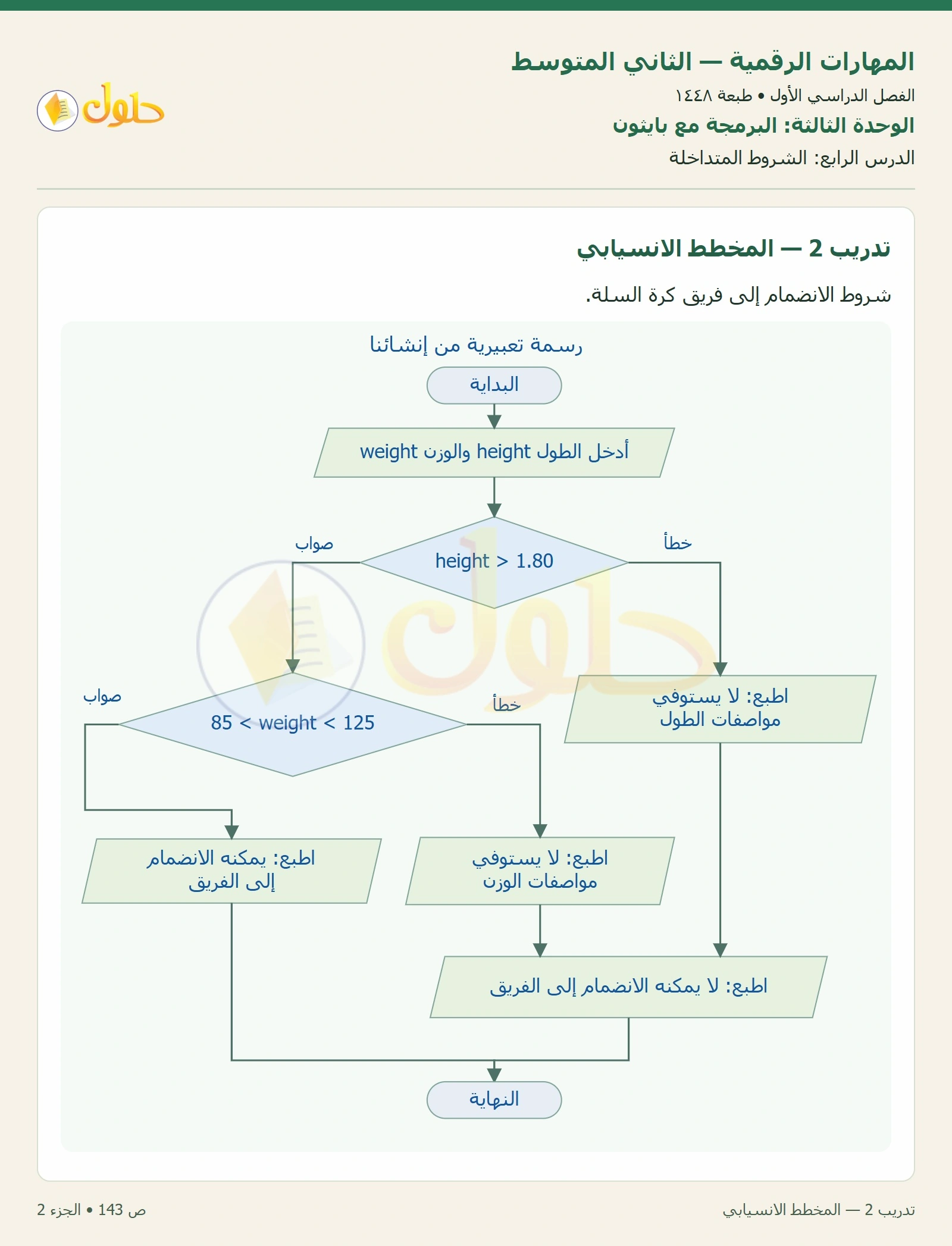 حل المهارات الرقمية للصف الثاني المتوسط صفحة ١٤٣ الجزء ٢