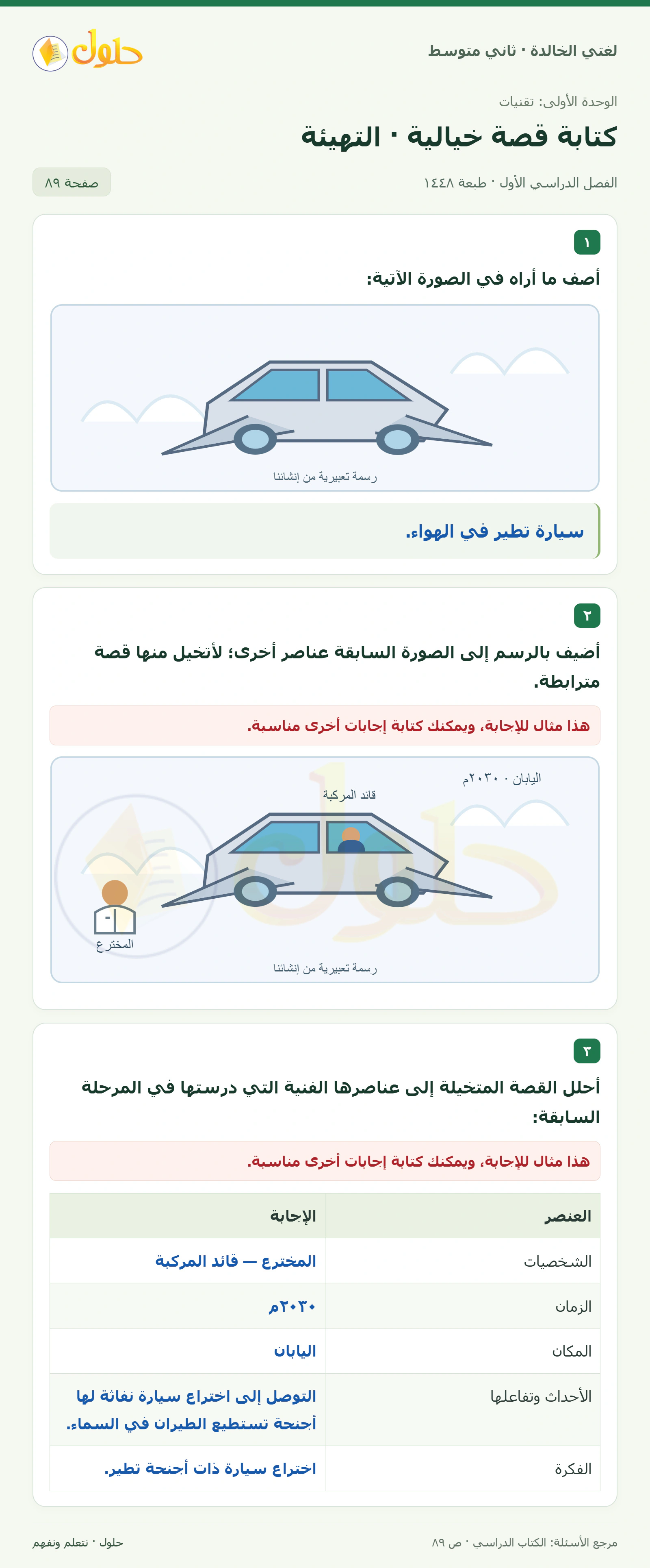 حل لغتي الخالدة للصف الثاني المتوسط صفحة 89