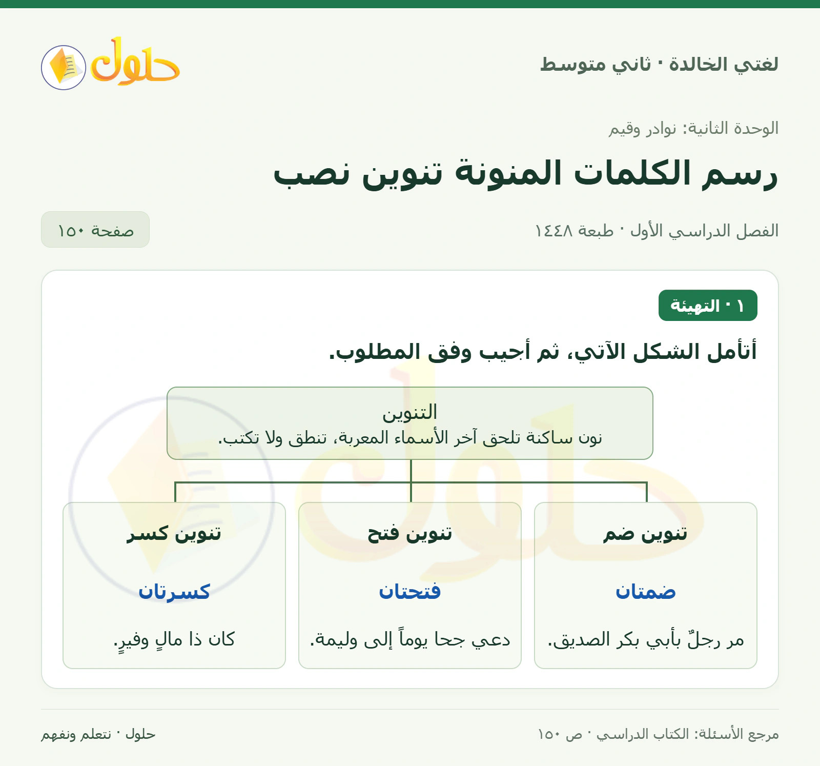 حل لغتي الخالدة للصف الثاني المتوسط صفحة 150