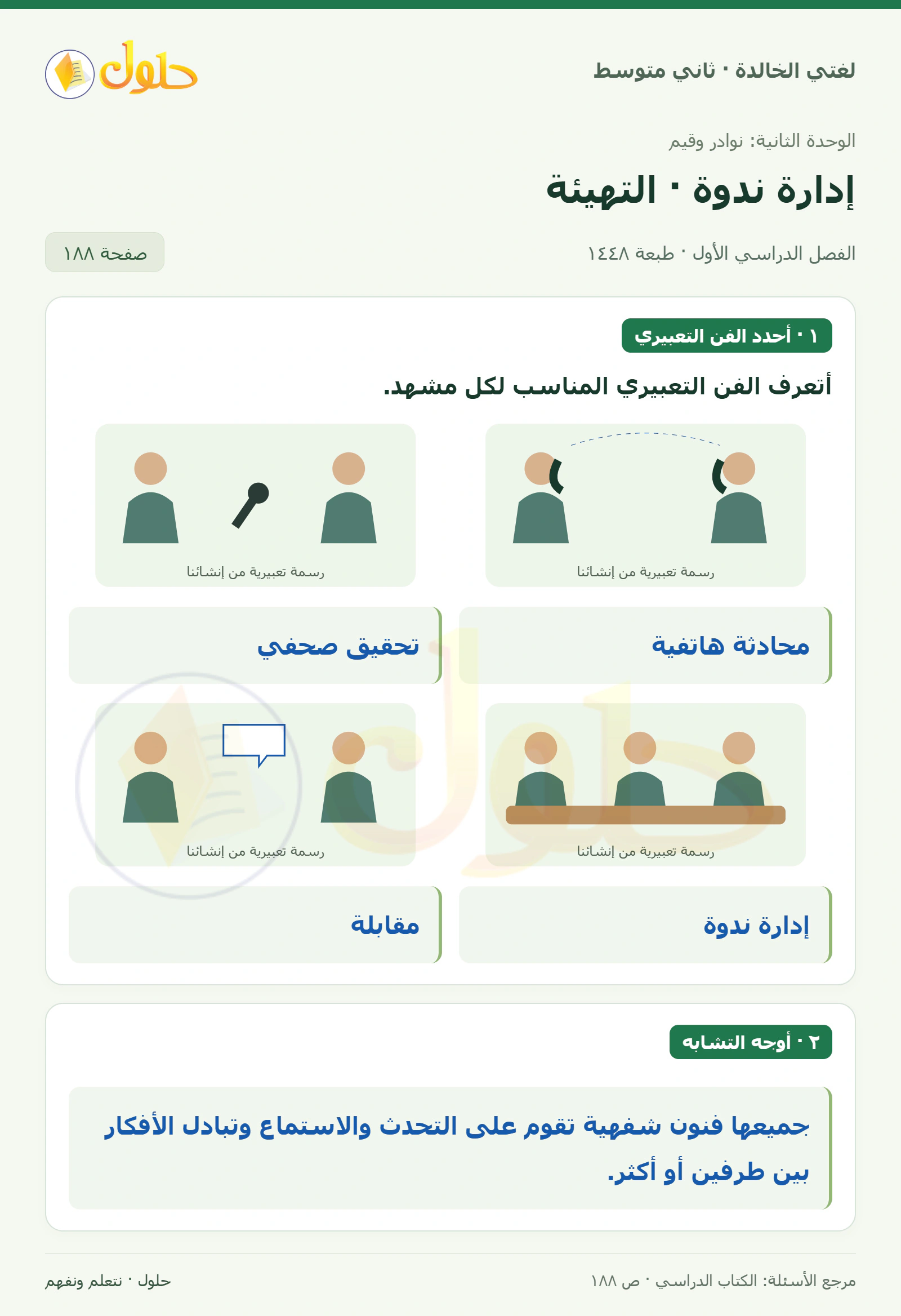 حل لغتي الخالدة للصف الثاني المتوسط صفحة 188