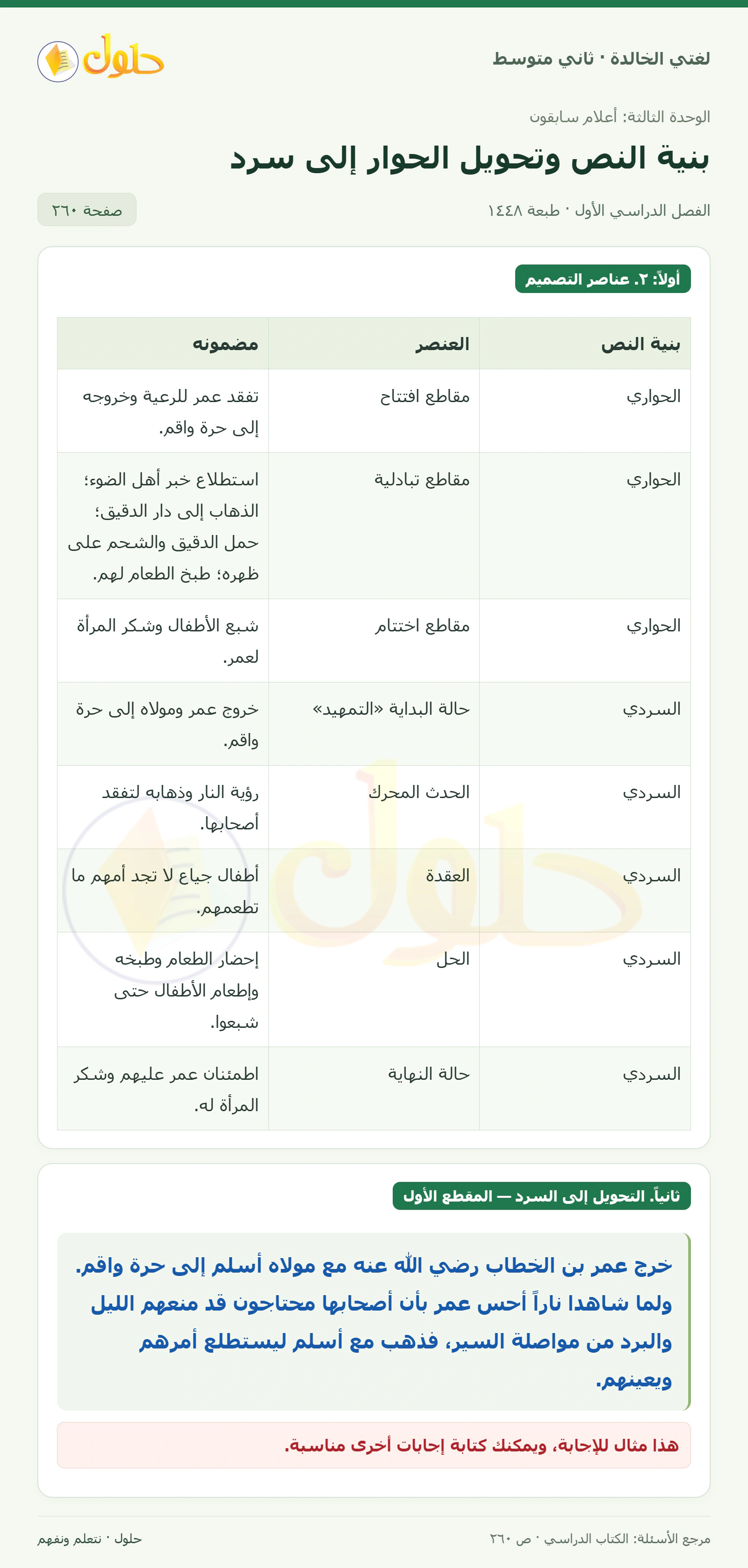 حل لغتي الخالدة للصف الثاني المتوسط صفحة 260